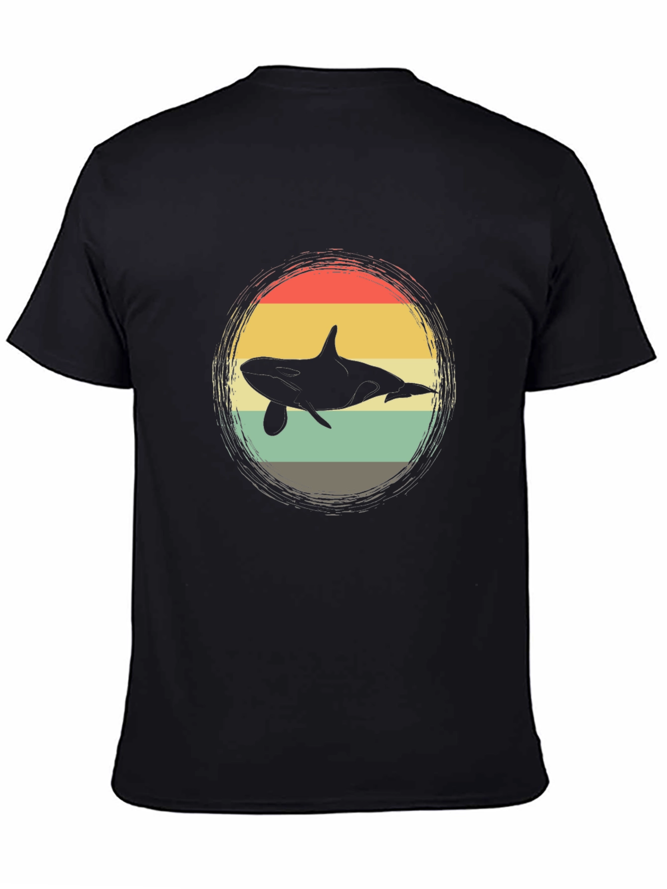 Retro Orca Whale Graphic Tee - Black
