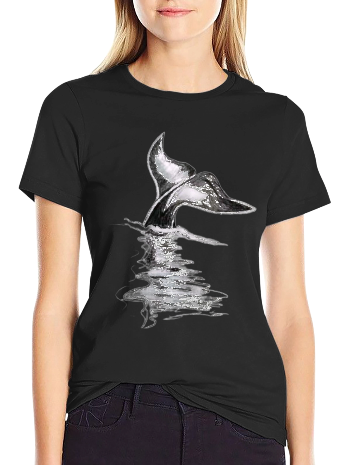 Whale Tail Graphic Tee - Black