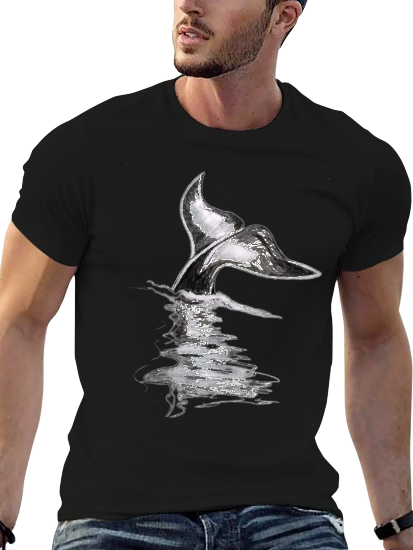 Whale Tail Graphic Tee - Black