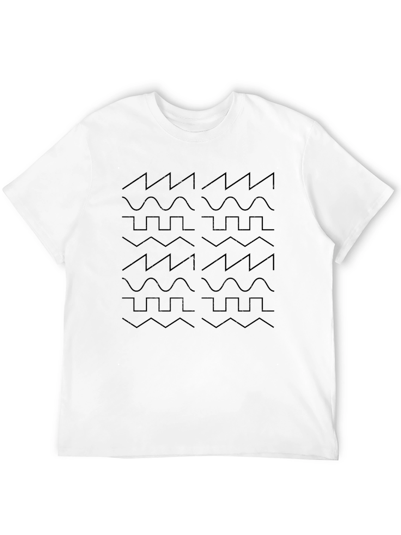 Synth Waveform Pattern Black T-Shirt