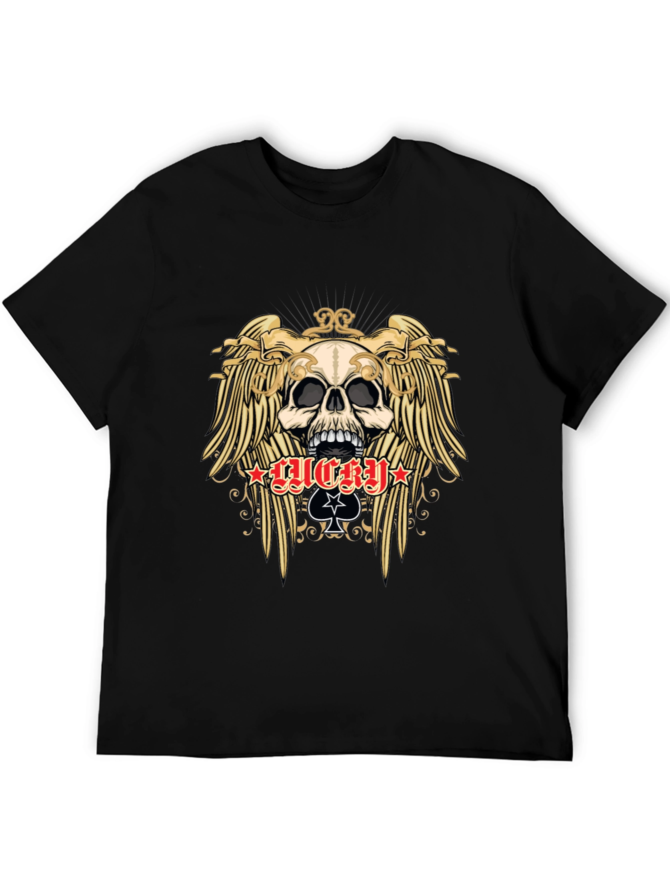 Skull and Wings Graphic Black T-Shirt