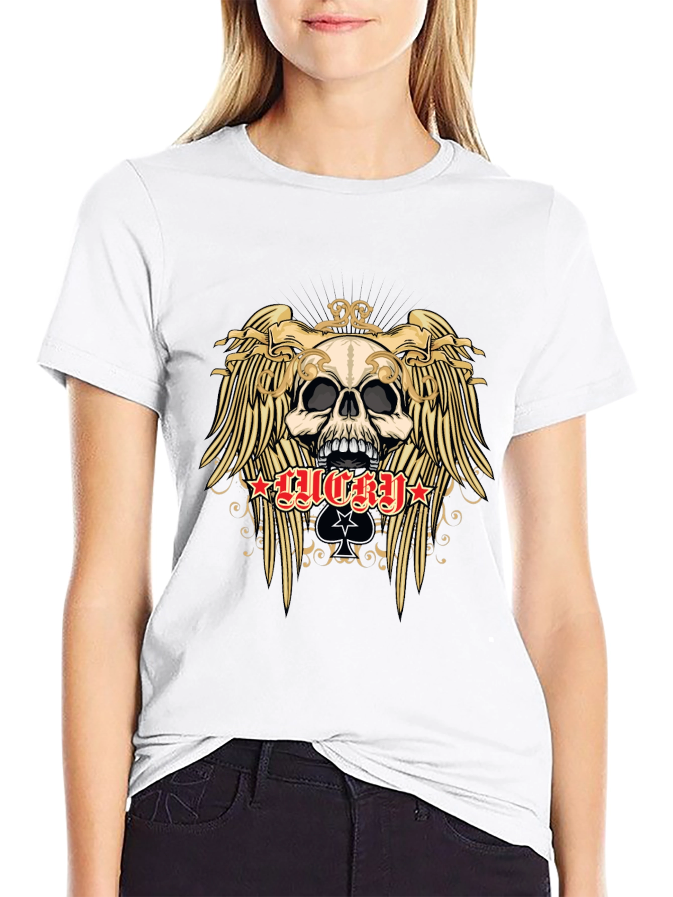 Skull and Wings Graphic Black T-Shirt