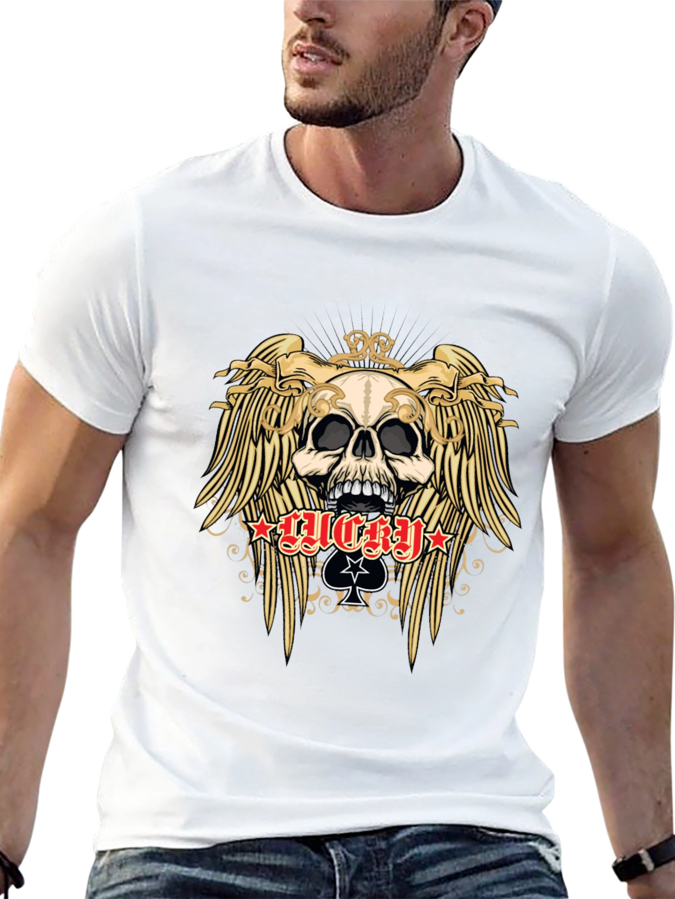 Skull and Wings Graphic Black T-Shirt