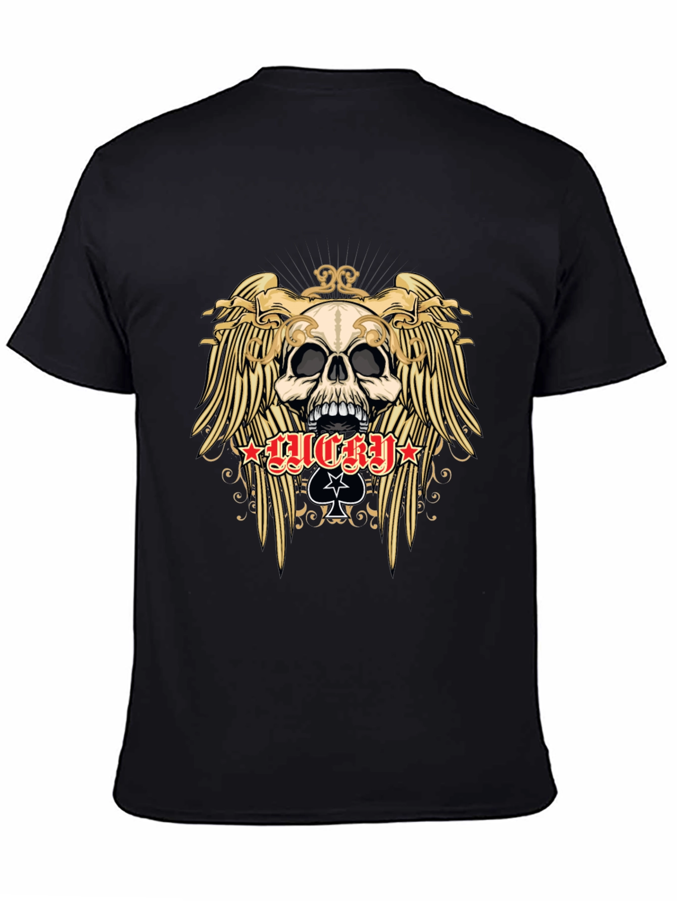 Skull and Wings Graphic Black T-Shirt
