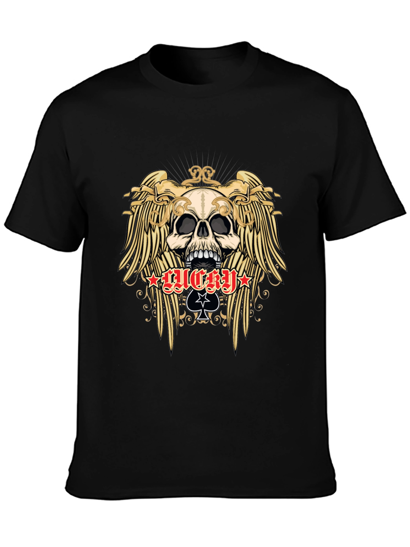 Skull and Wings Graphic Black T-Shirt