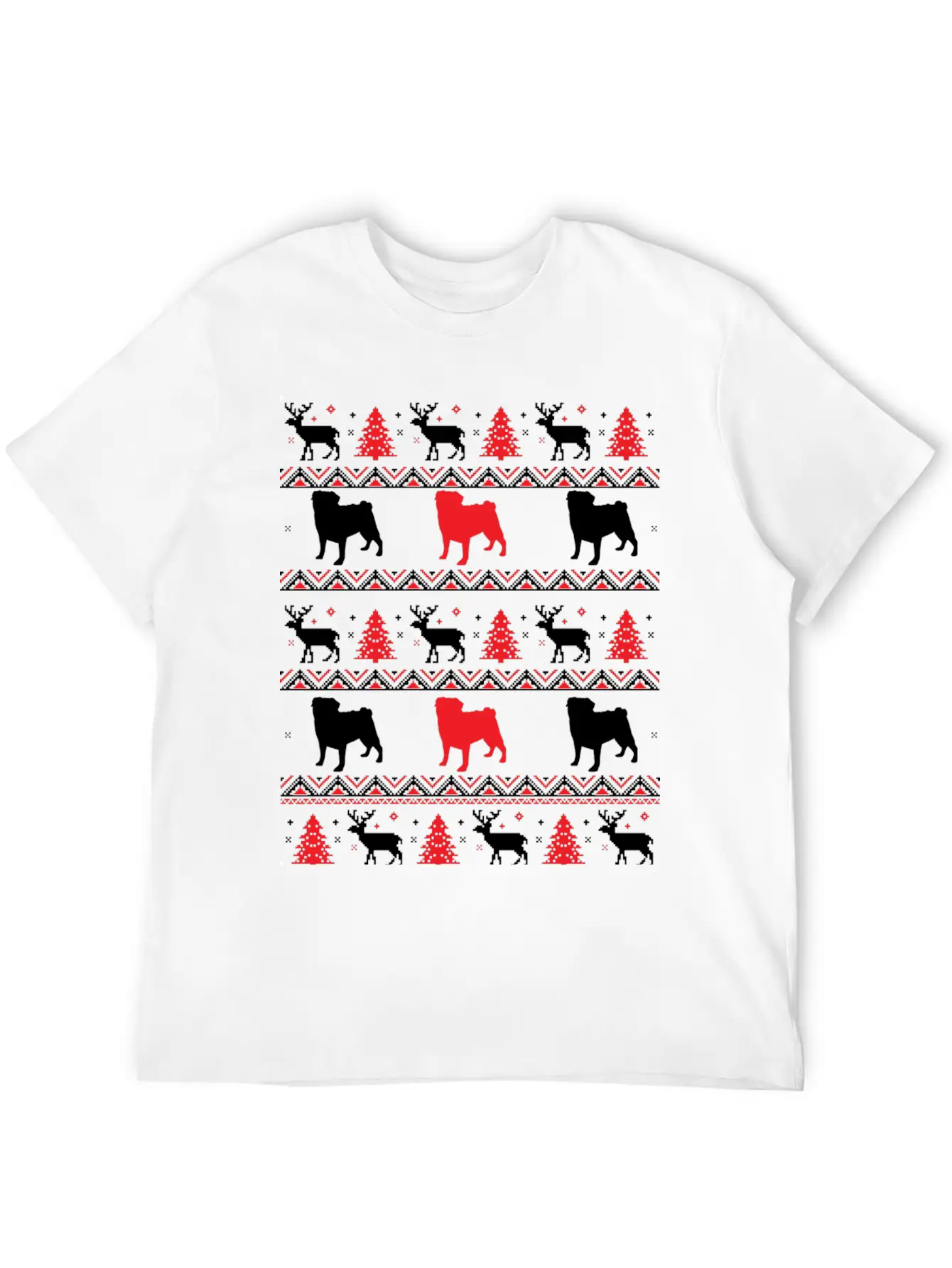 Xmas Pugs Ugle Christmas Pugdog Shirtdog Artdoggie Lightweight Cotton T-Shirt – Daily Comfort Graphic Shirt