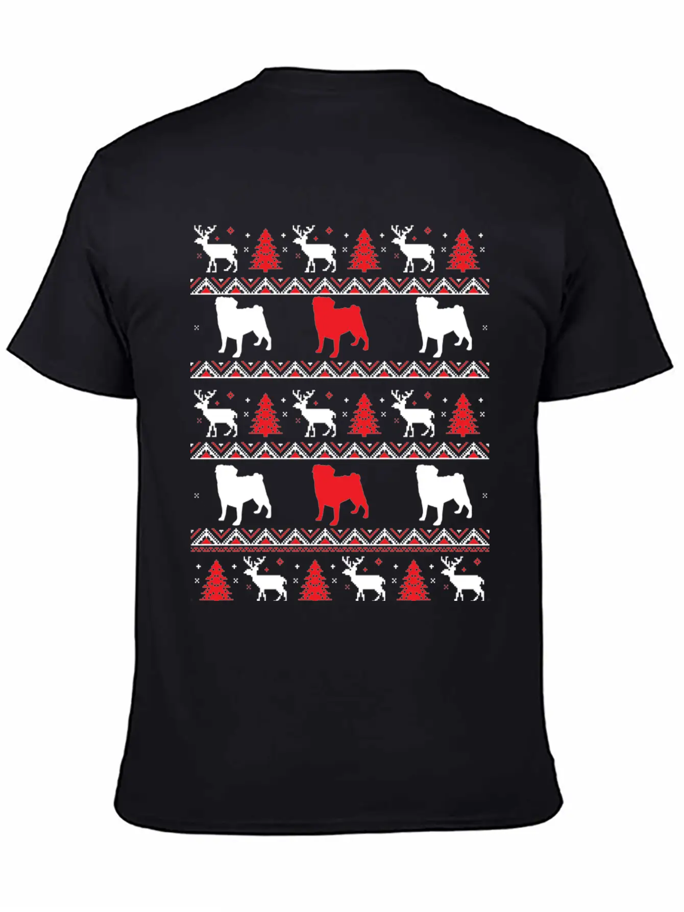 Xmas Pugs Ugle Christmas Pugdog Shirtdog Artdoggie Lightweight Cotton T-Shirt – Daily Comfort Graphic Shirt