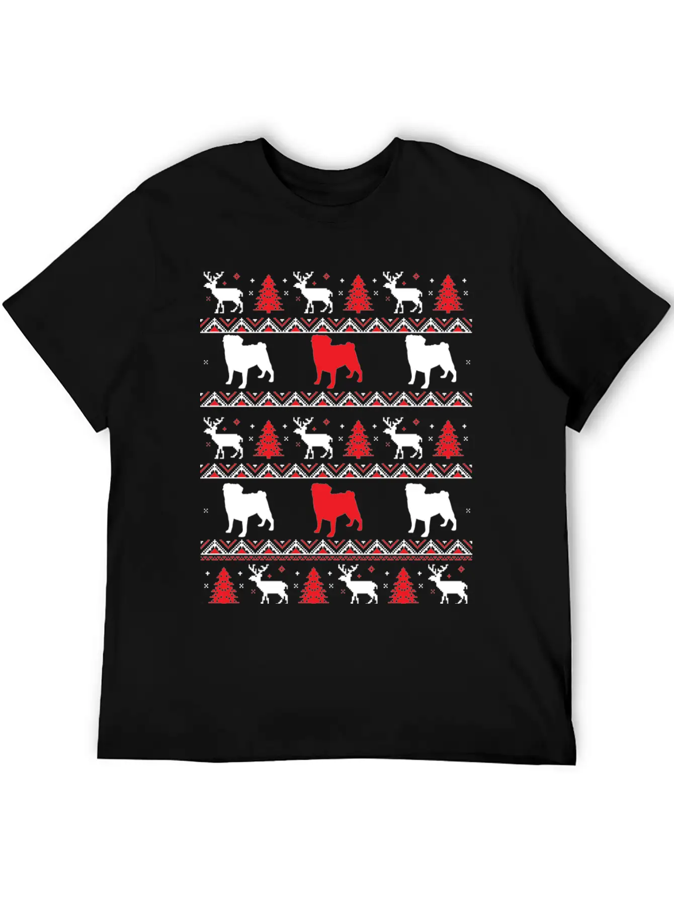 Xmas Pugs Ugle Christmas Pugdog Shirtdog Artdoggie Lightweight Cotton T-Shirt – Daily Comfort Graphic Shirt