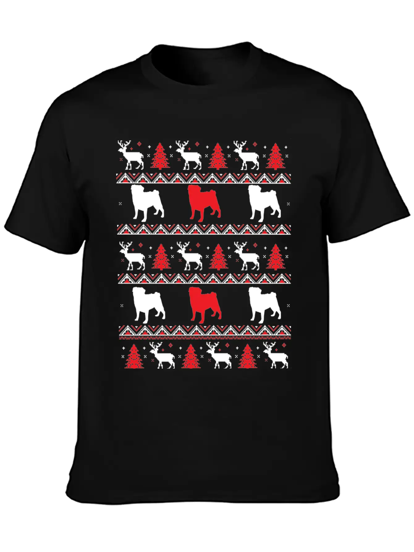 Xmas Pugs Ugle Christmas Pugdog Shirtdog Artdoggie Lightweight Cotton T-Shirt – Daily Comfort Graphic Shirt