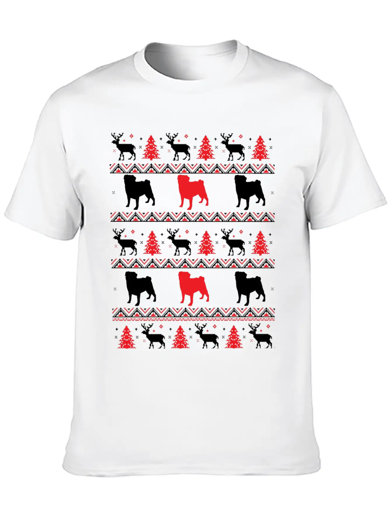 Xmas Pugs Ugle Christmas Pugdog Shirtdog Artdoggie Lightweight Cotton T-Shirt – Daily Comfort Graphic Shirt