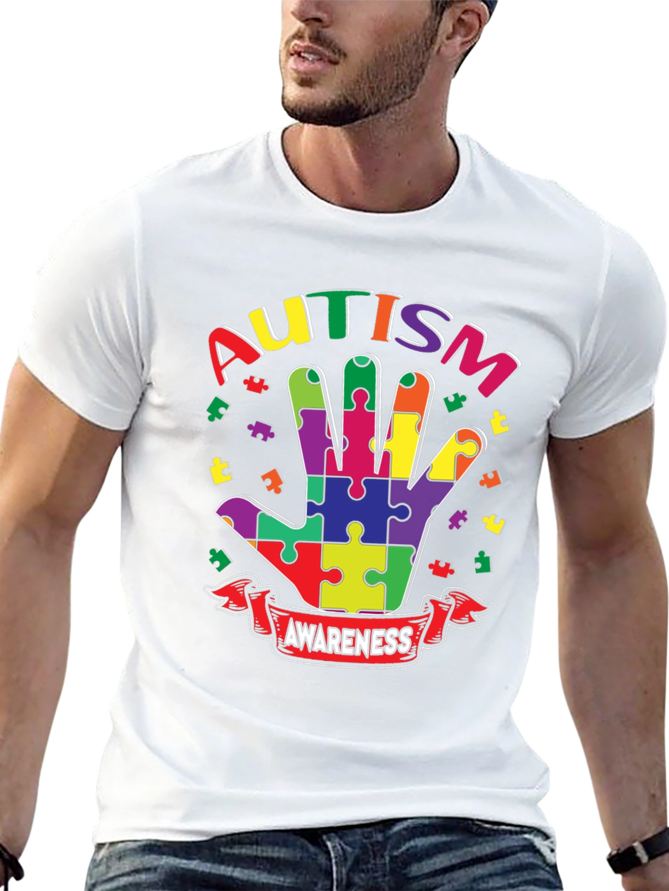 Autism Awareness Puzzle Hand T-Shirt
