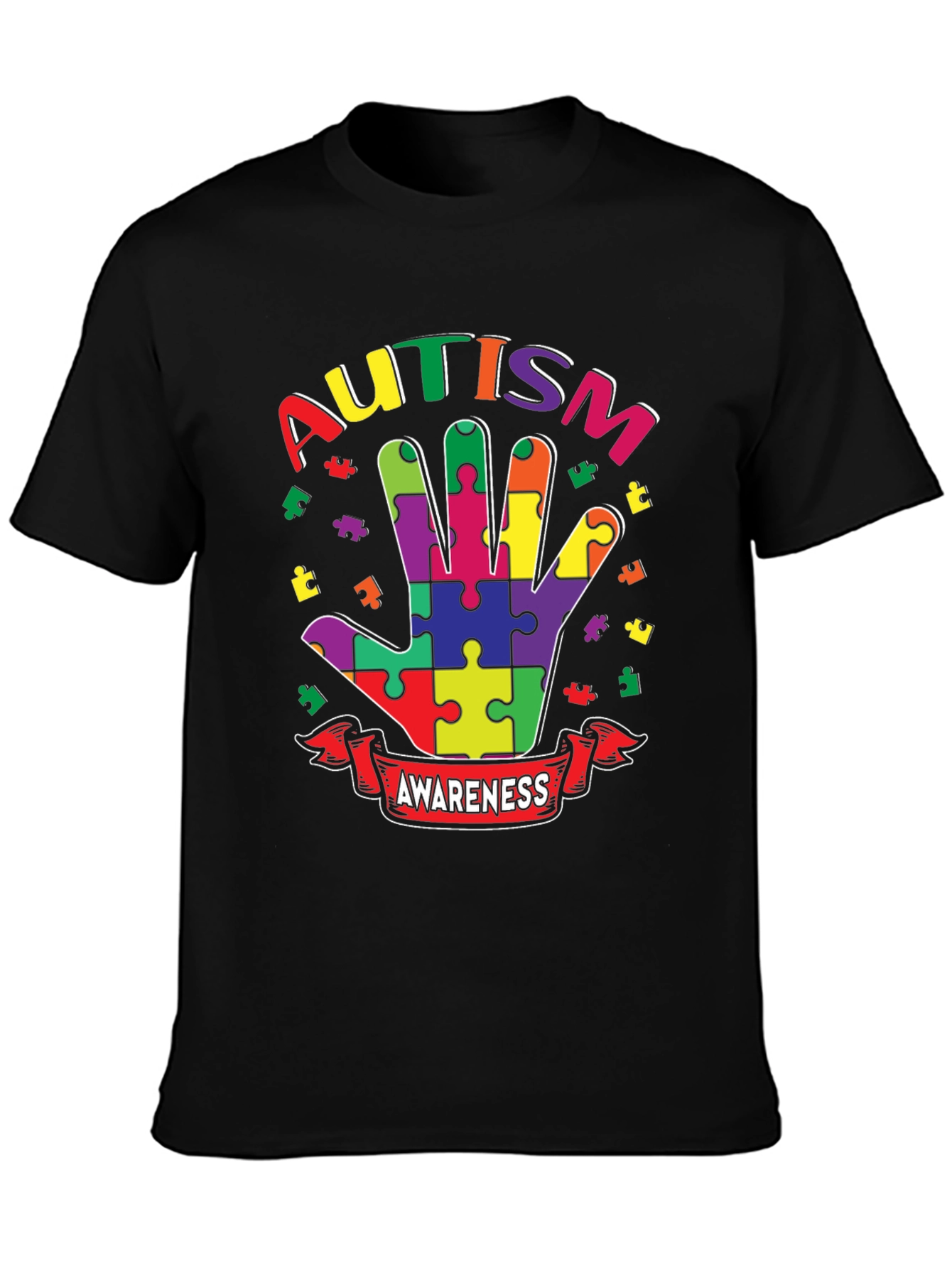 Autism Awareness Puzzle Hand T-Shirt