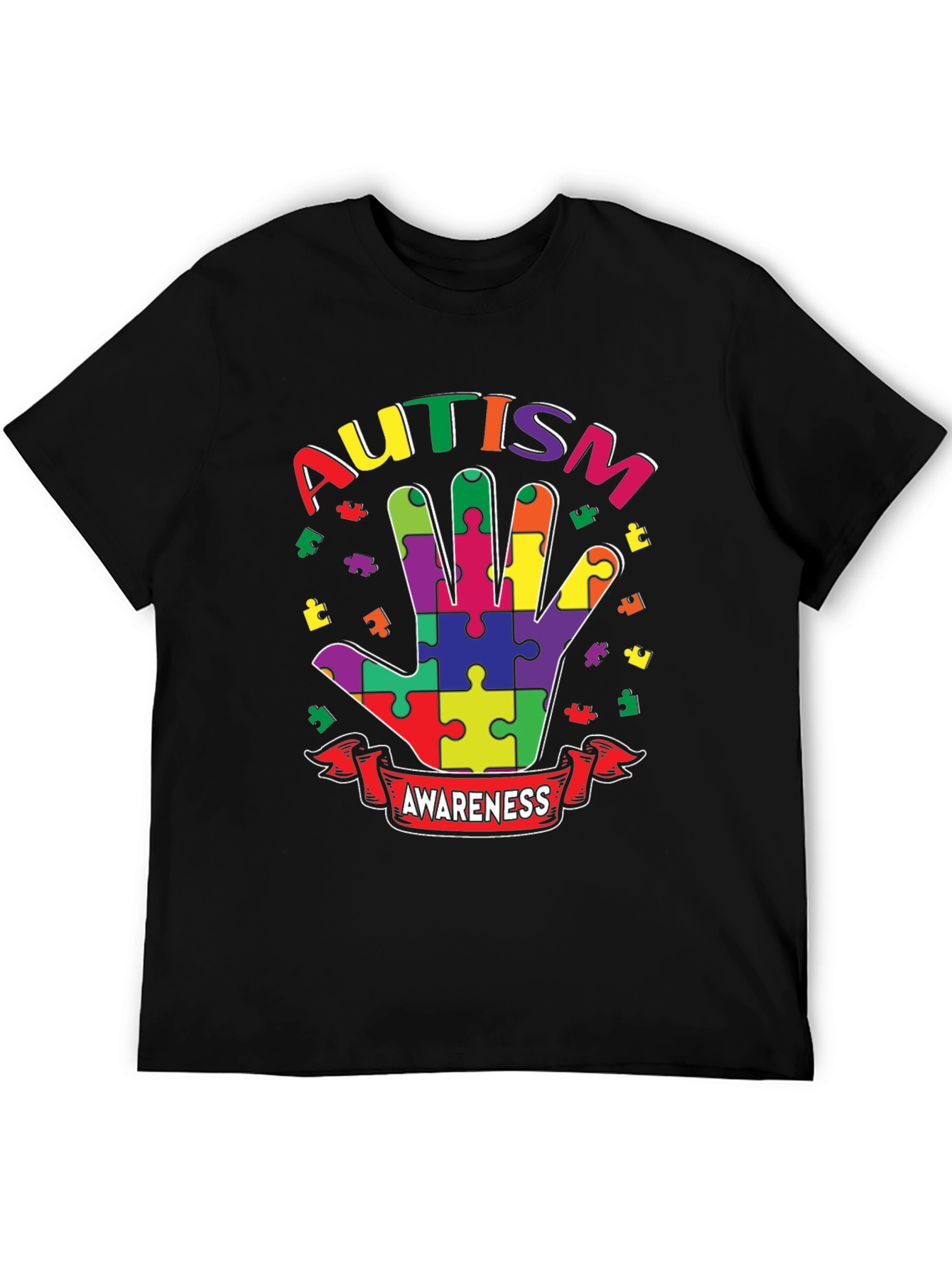 Autism Awareness Puzzle Hand T-Shirt