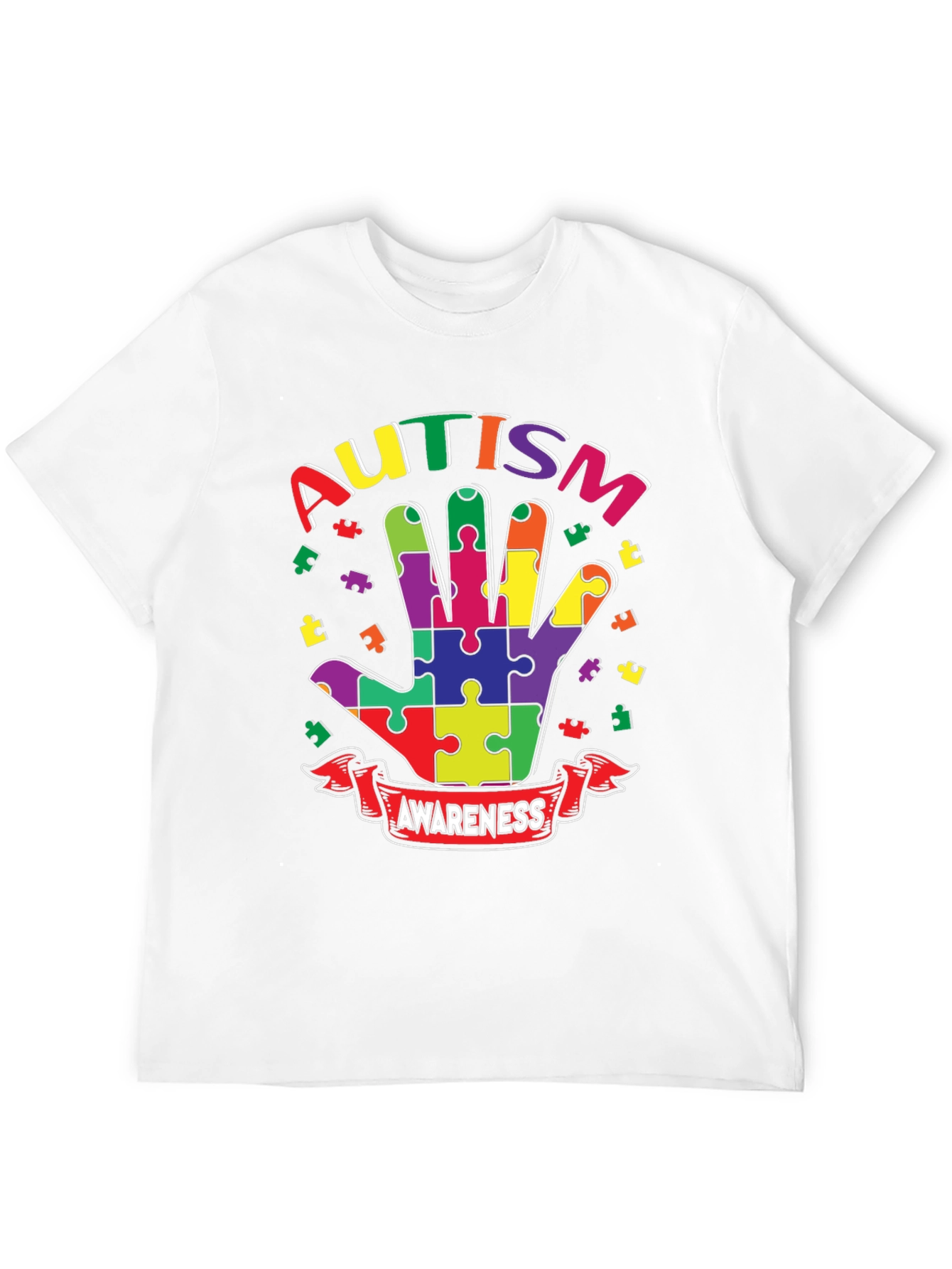 Autism Awareness Puzzle Hand T-Shirt
