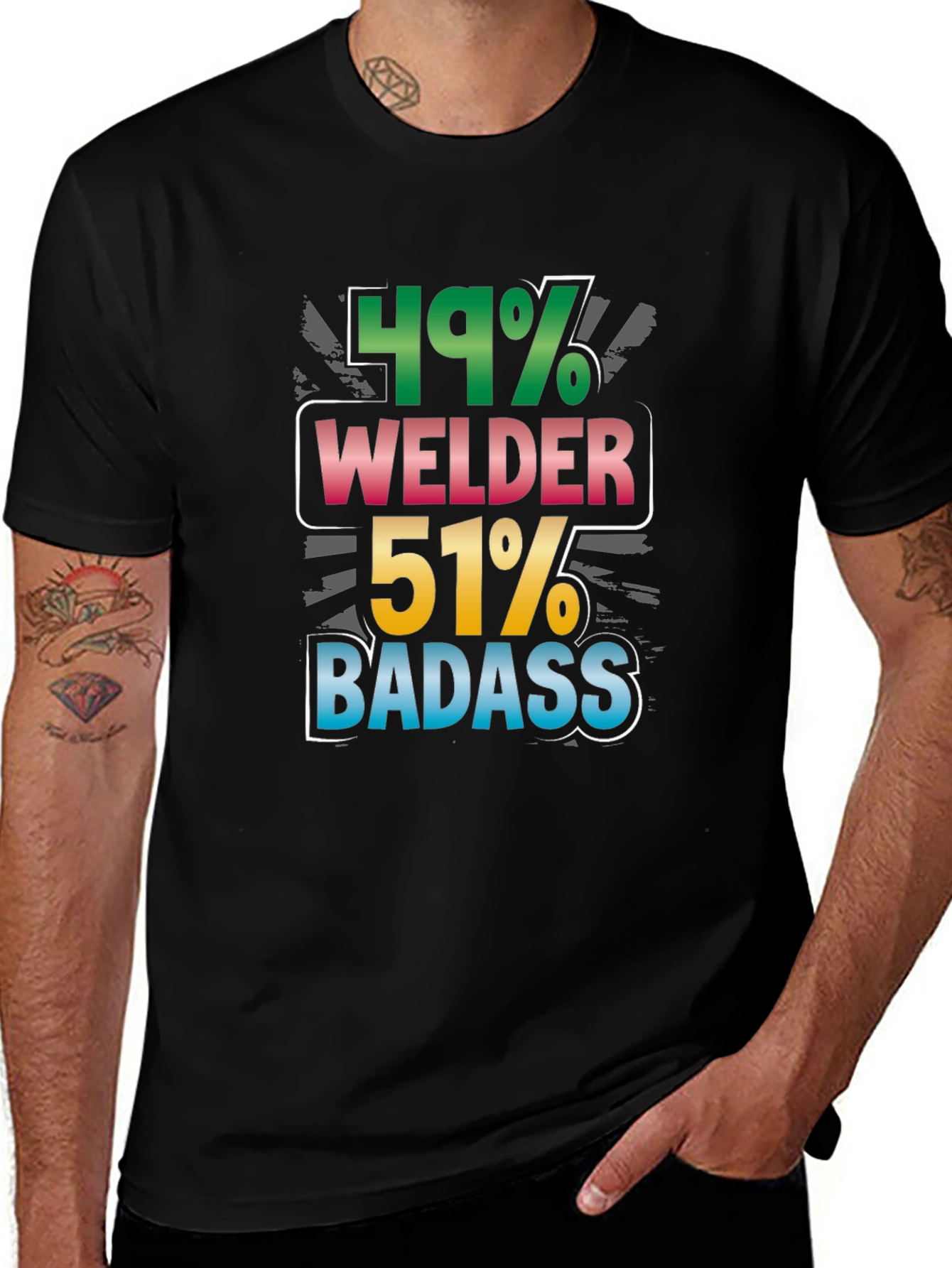 Welder Badass Graphic Tee - Black Cotton Blend Shirt