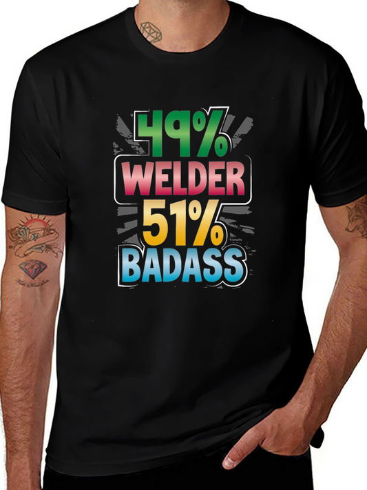 Welder Badass Graphic Tee - Black Cotton Blend Shirt