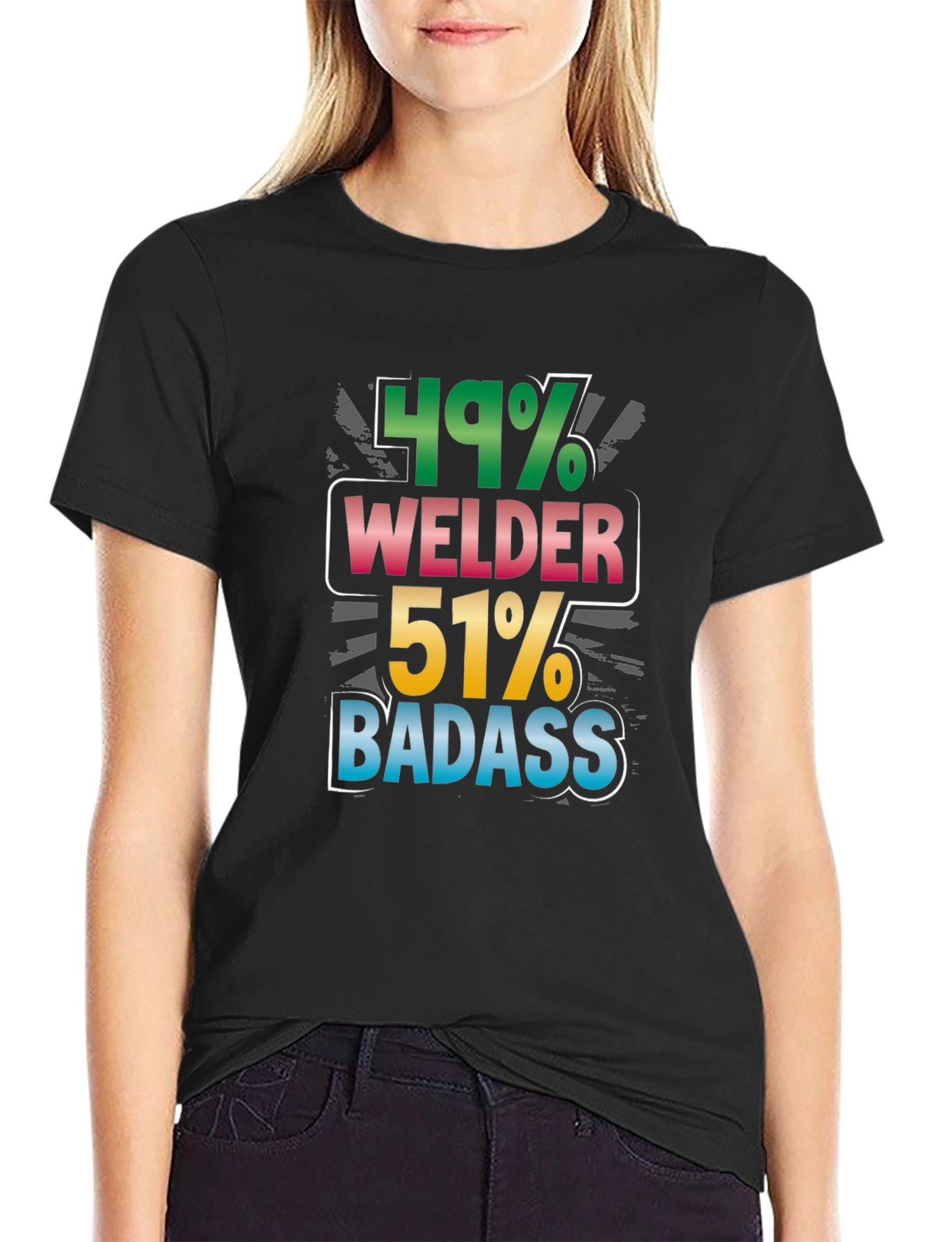 Welder Badass Graphic Tee - Black Cotton Blend Shirt