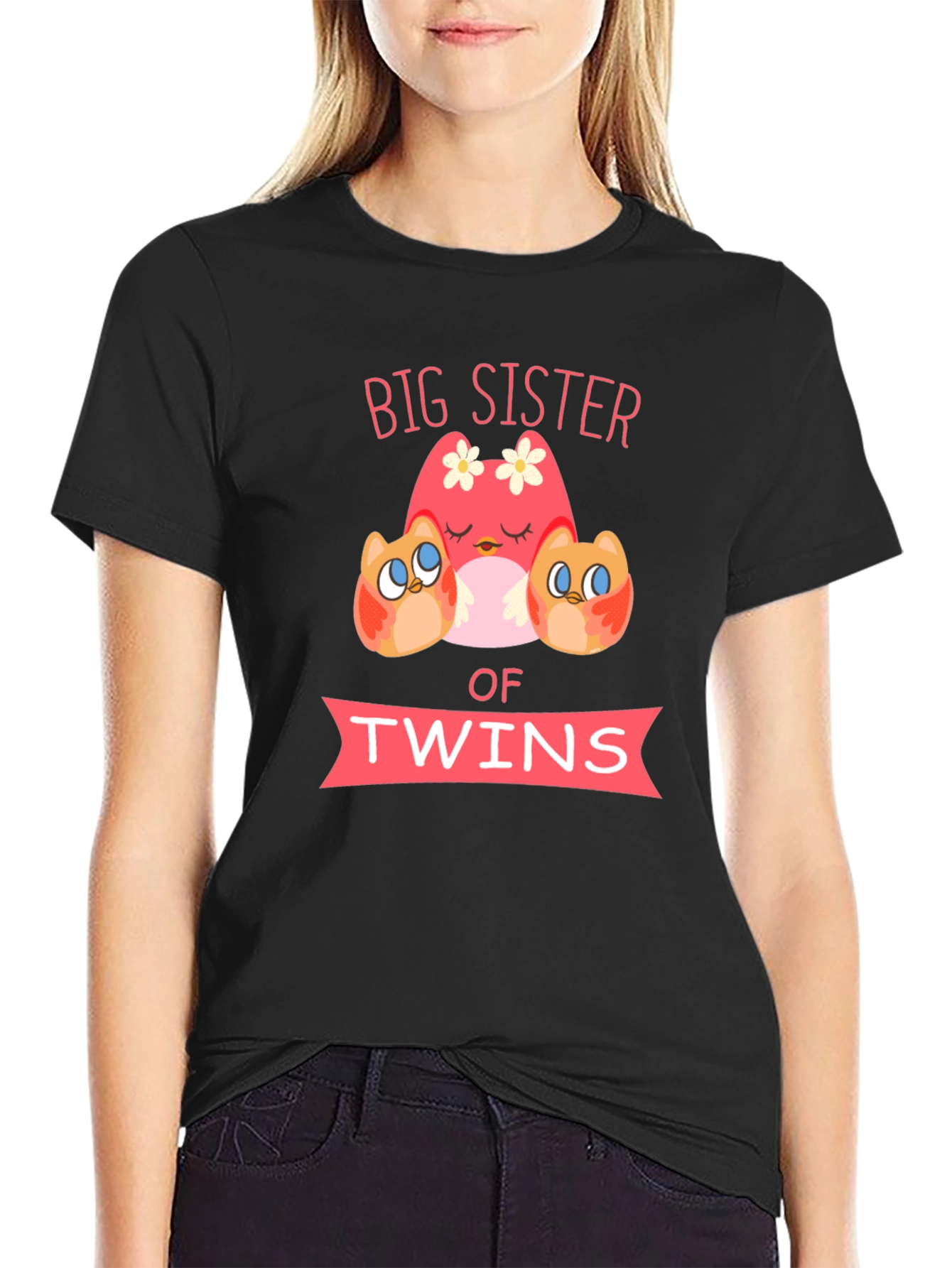 Big Sister of Twins Owl T-Shirt