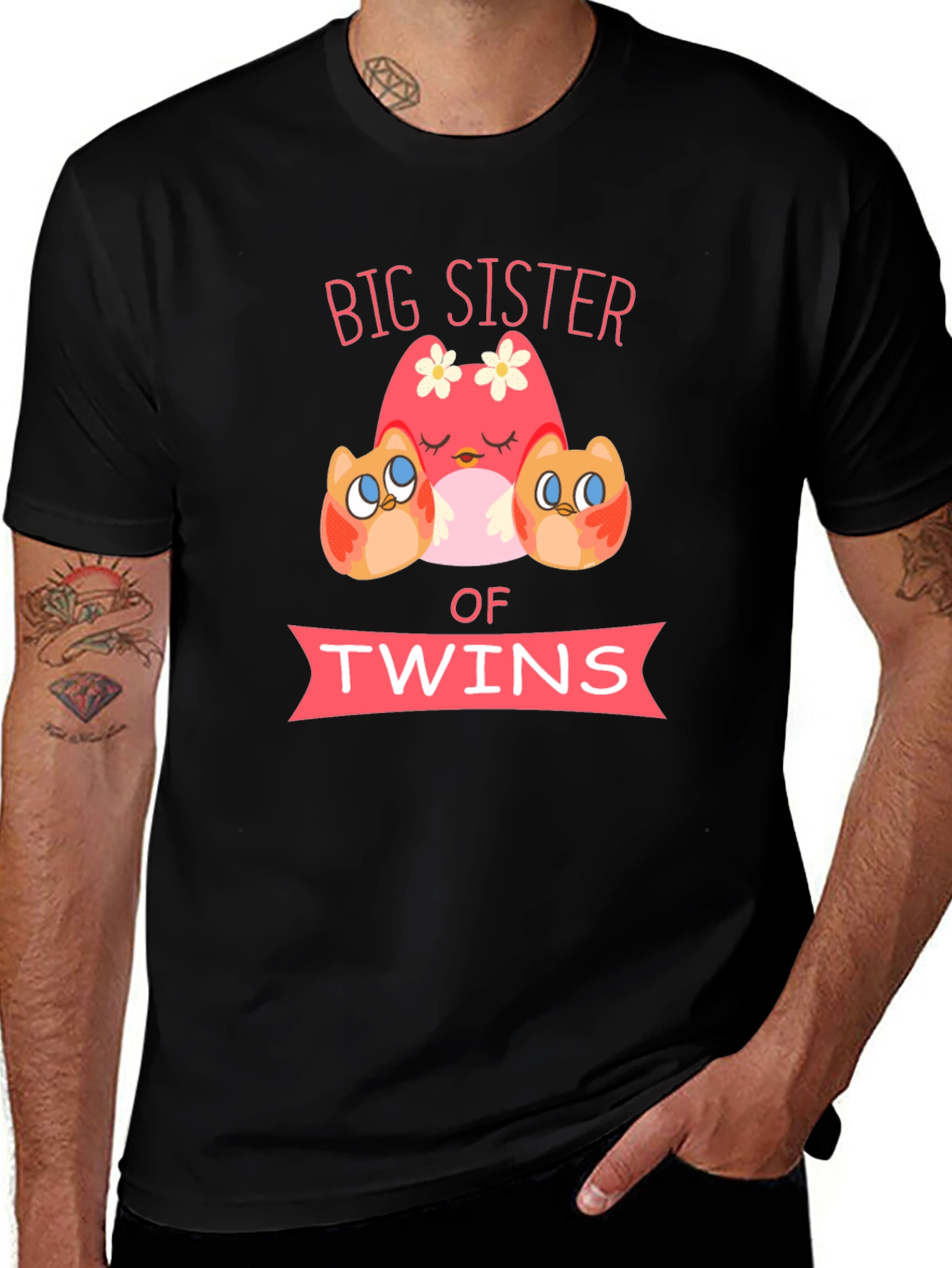 Big Sister of Twins Owl T-Shirt