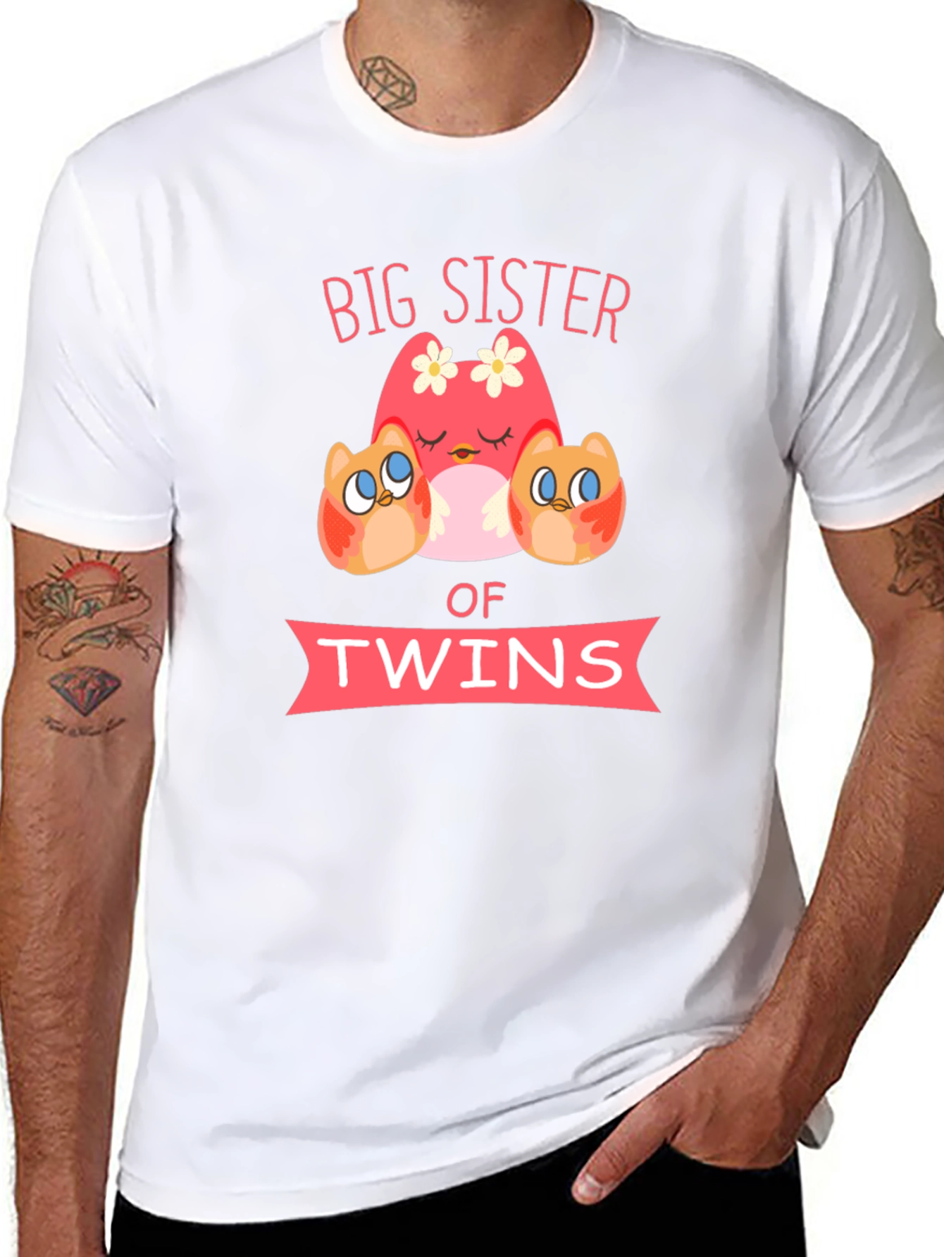 Big Sister of Twins Owl T-Shirt