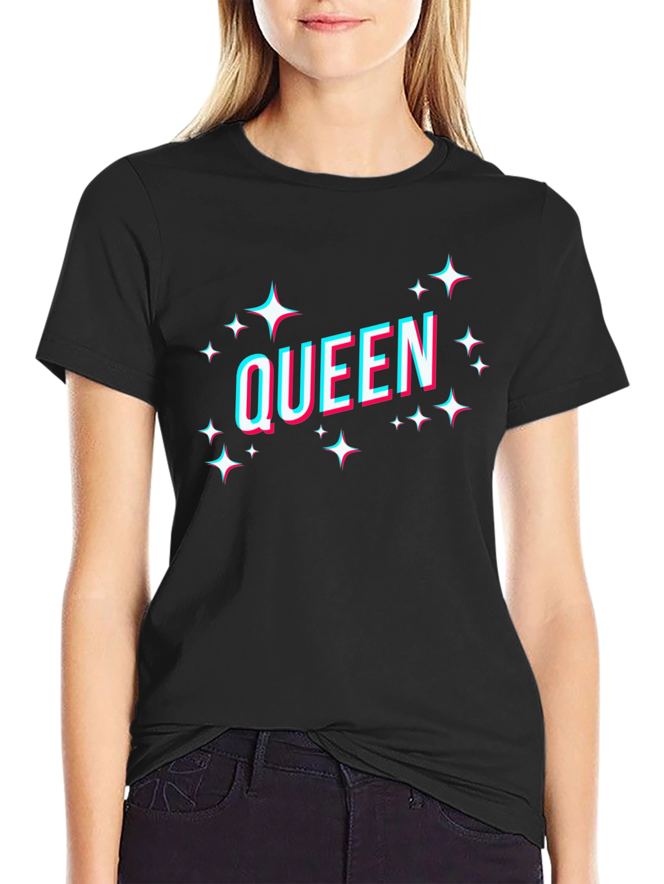 Queen Graphic Tee - Black Cotton Blend