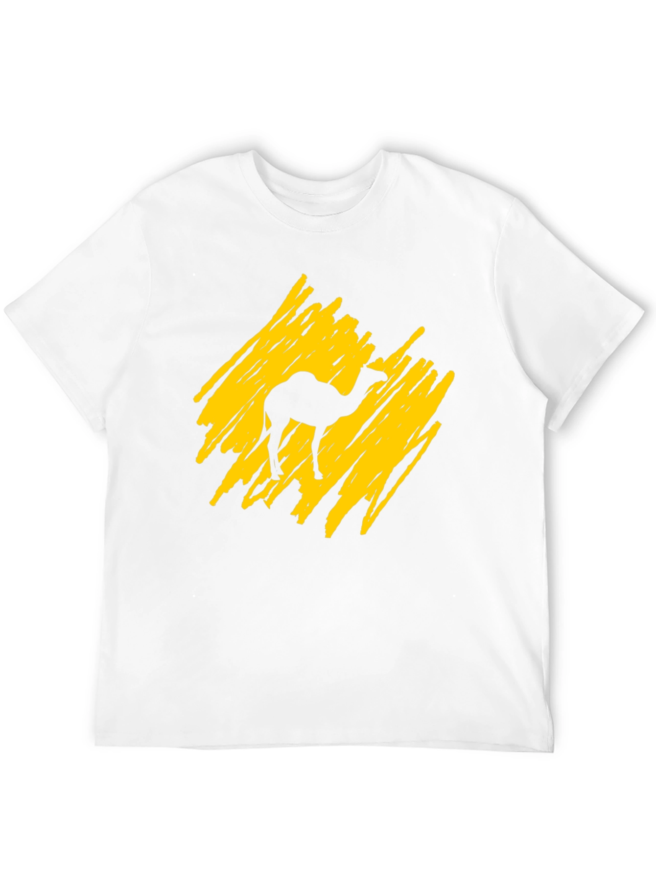 Camel Silhouette Graphic Tee - Trendy Crew Neck T-Shirt