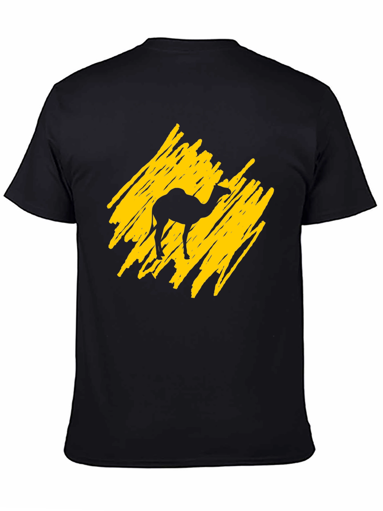 Camel Silhouette Graphic Tee - Trendy Crew Neck T-Shirt