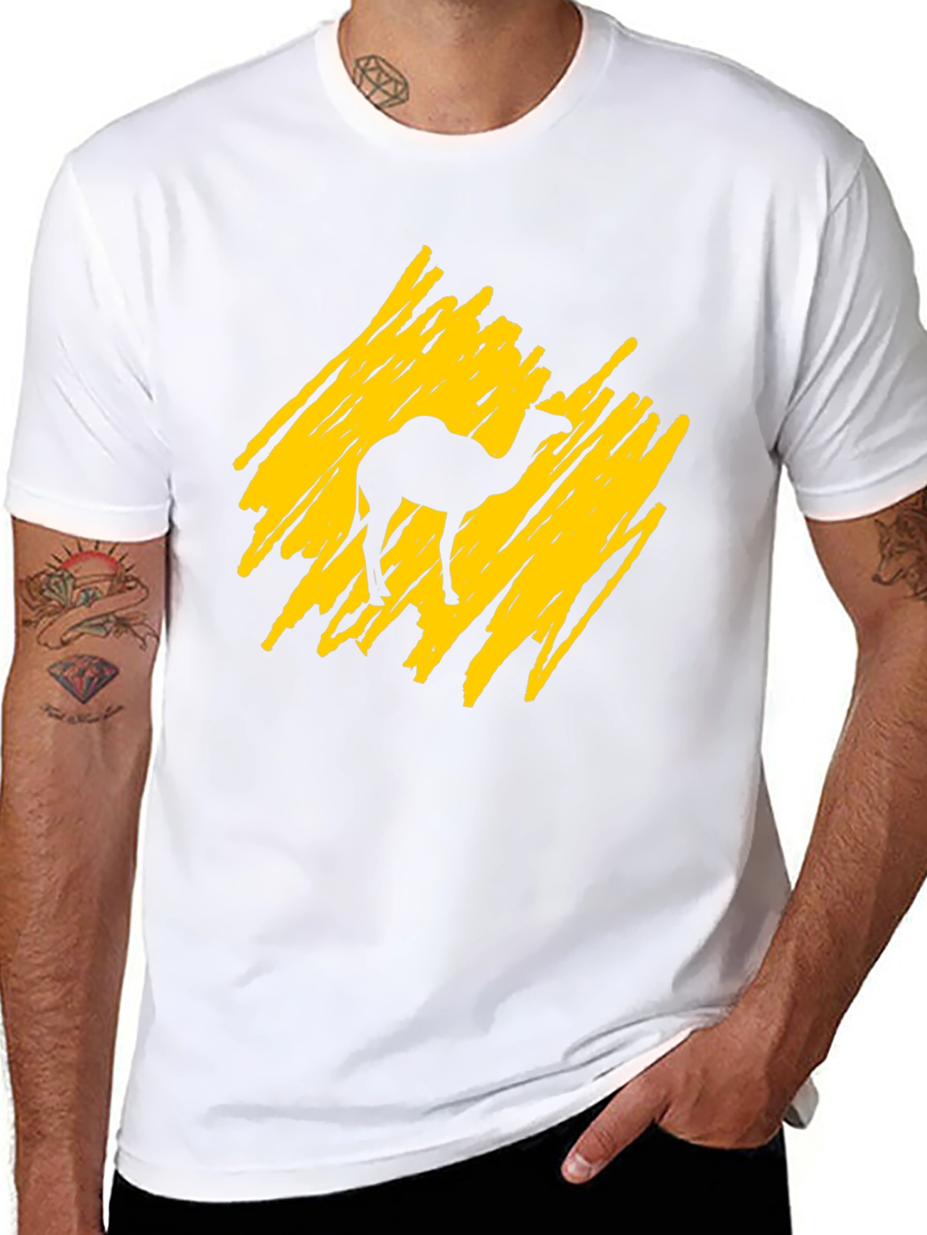 Camel Silhouette Graphic Tee - Trendy Crew Neck T-Shirt