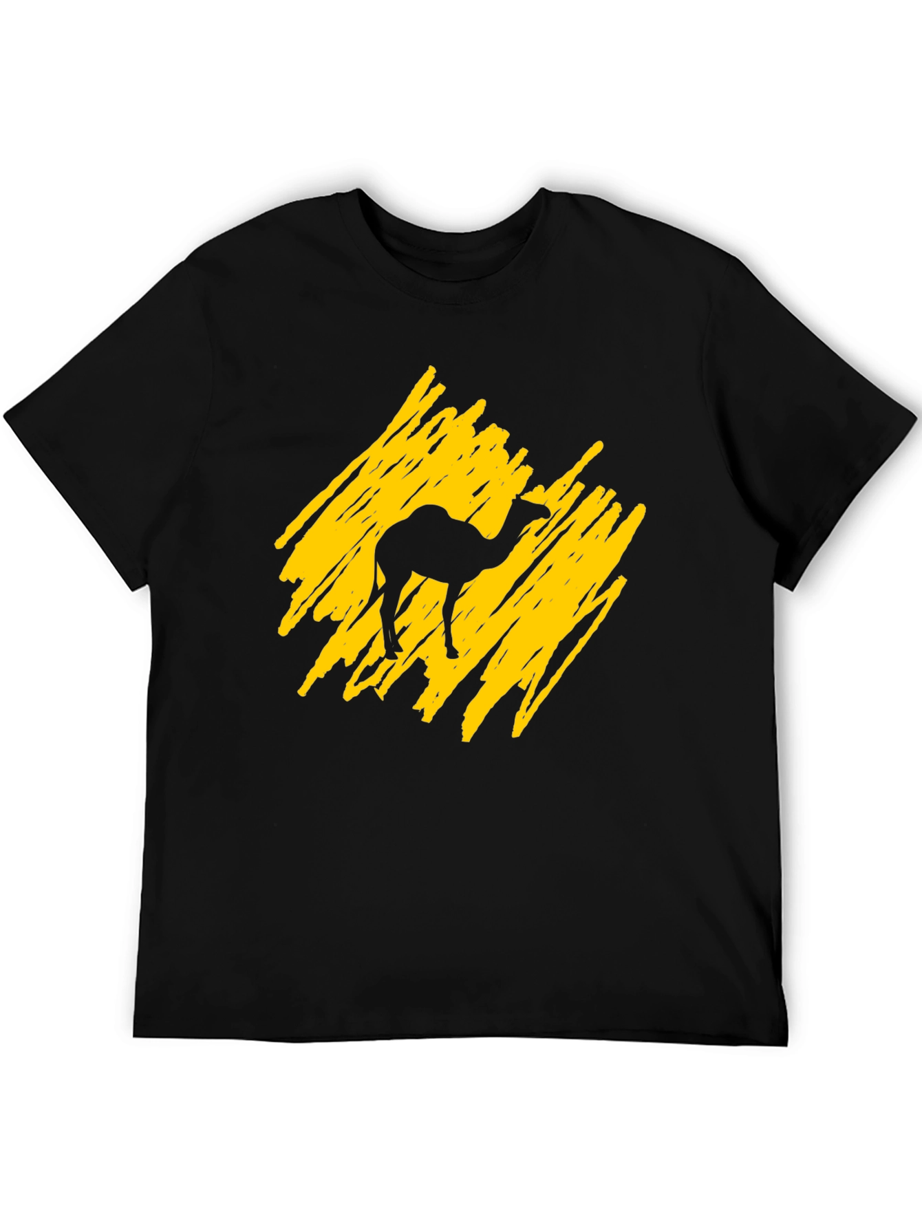 Camel Silhouette Graphic Tee - Trendy Crew Neck T-Shirt