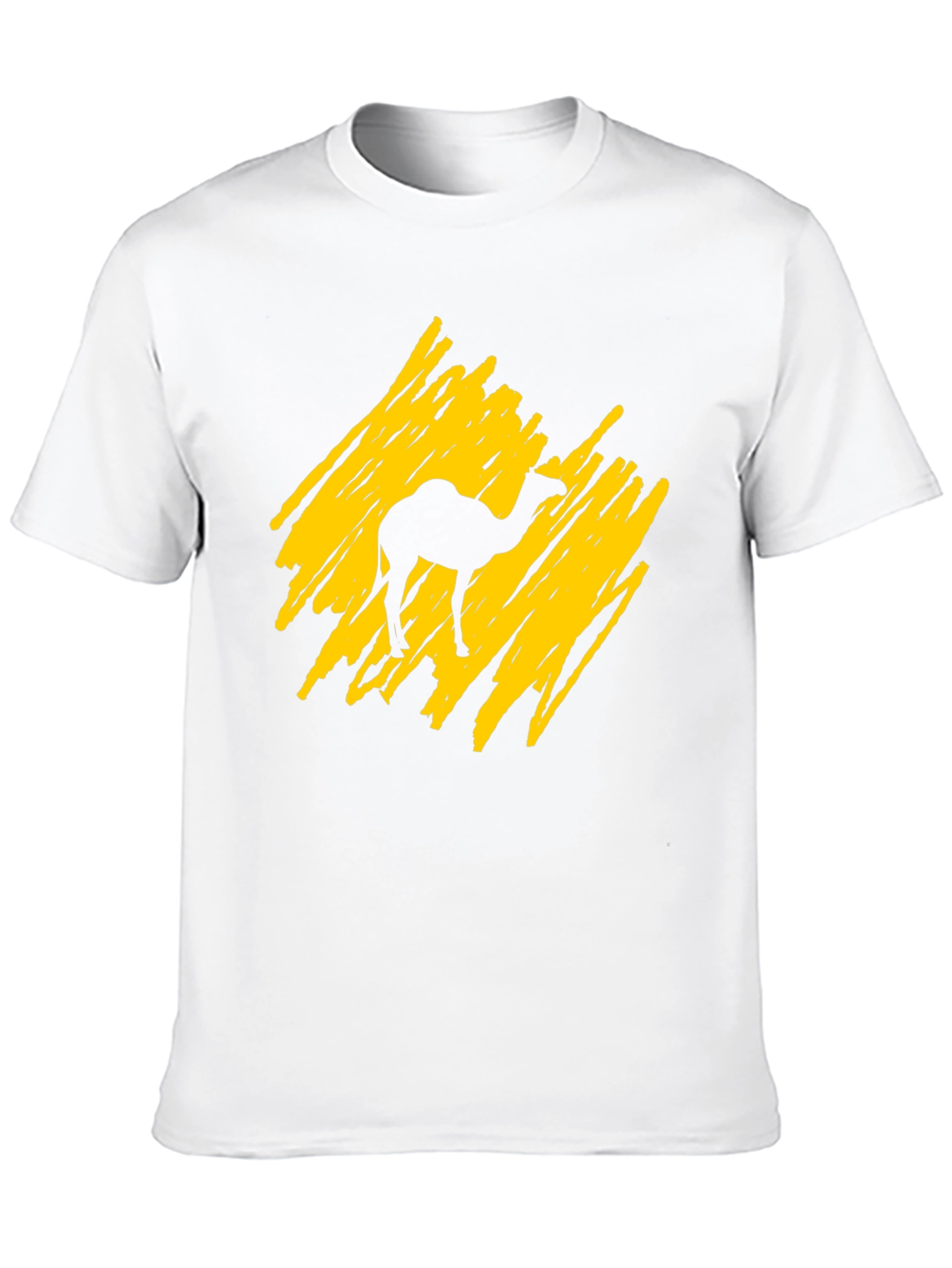 Camel Silhouette Graphic Tee - Trendy Crew Neck T-Shirt