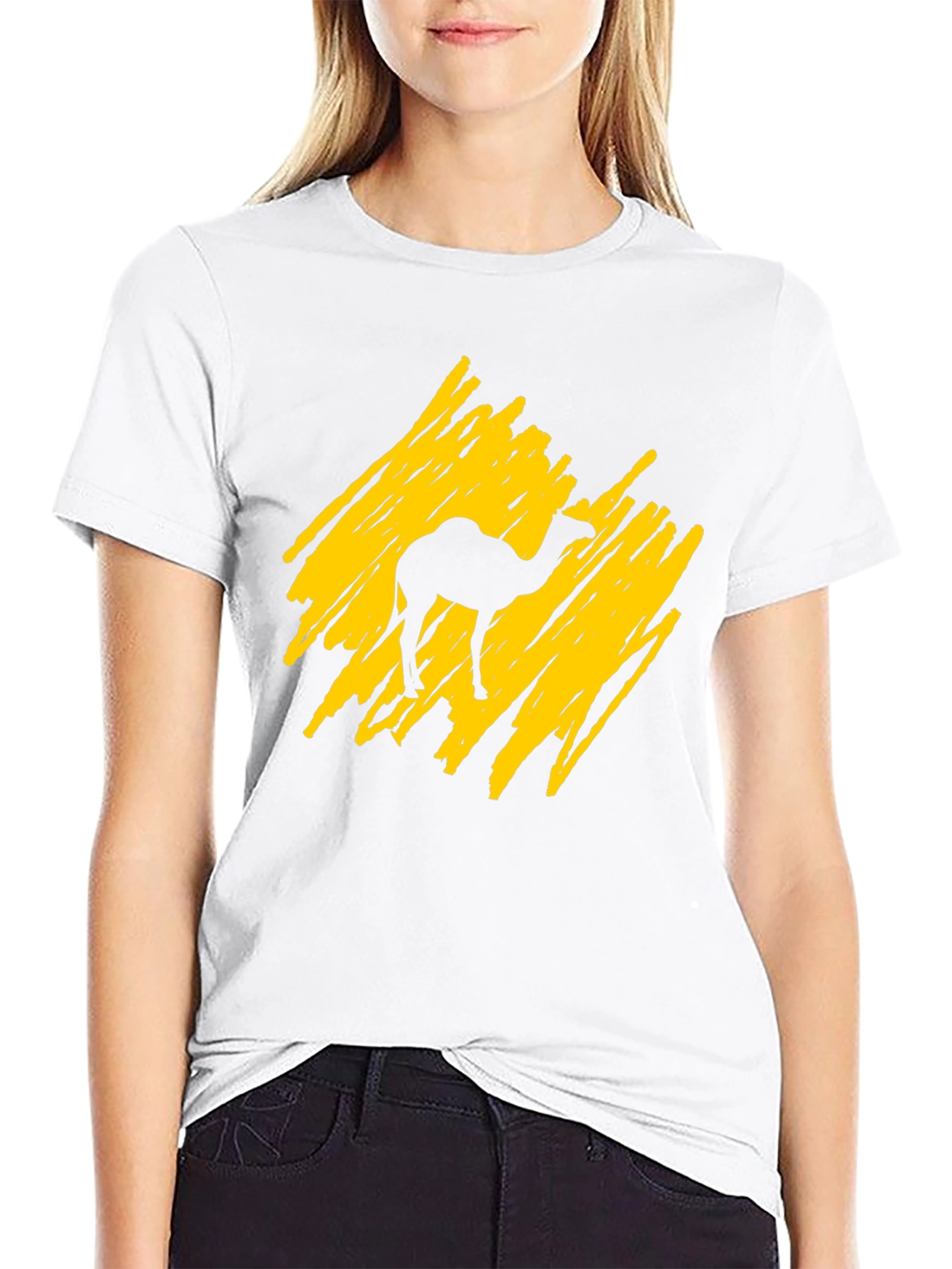 Camel Silhouette Graphic Tee - Trendy Crew Neck T-Shirt