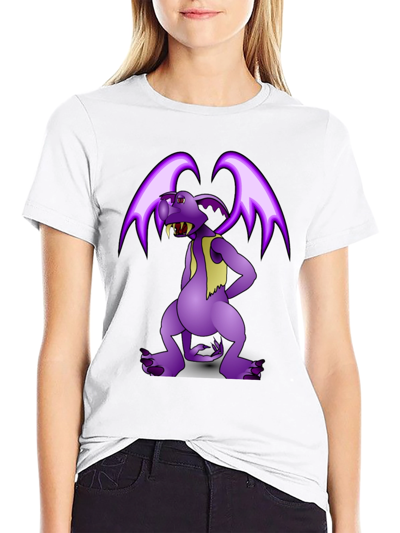 Purple Cartoon Monster Graphic T-Shirt