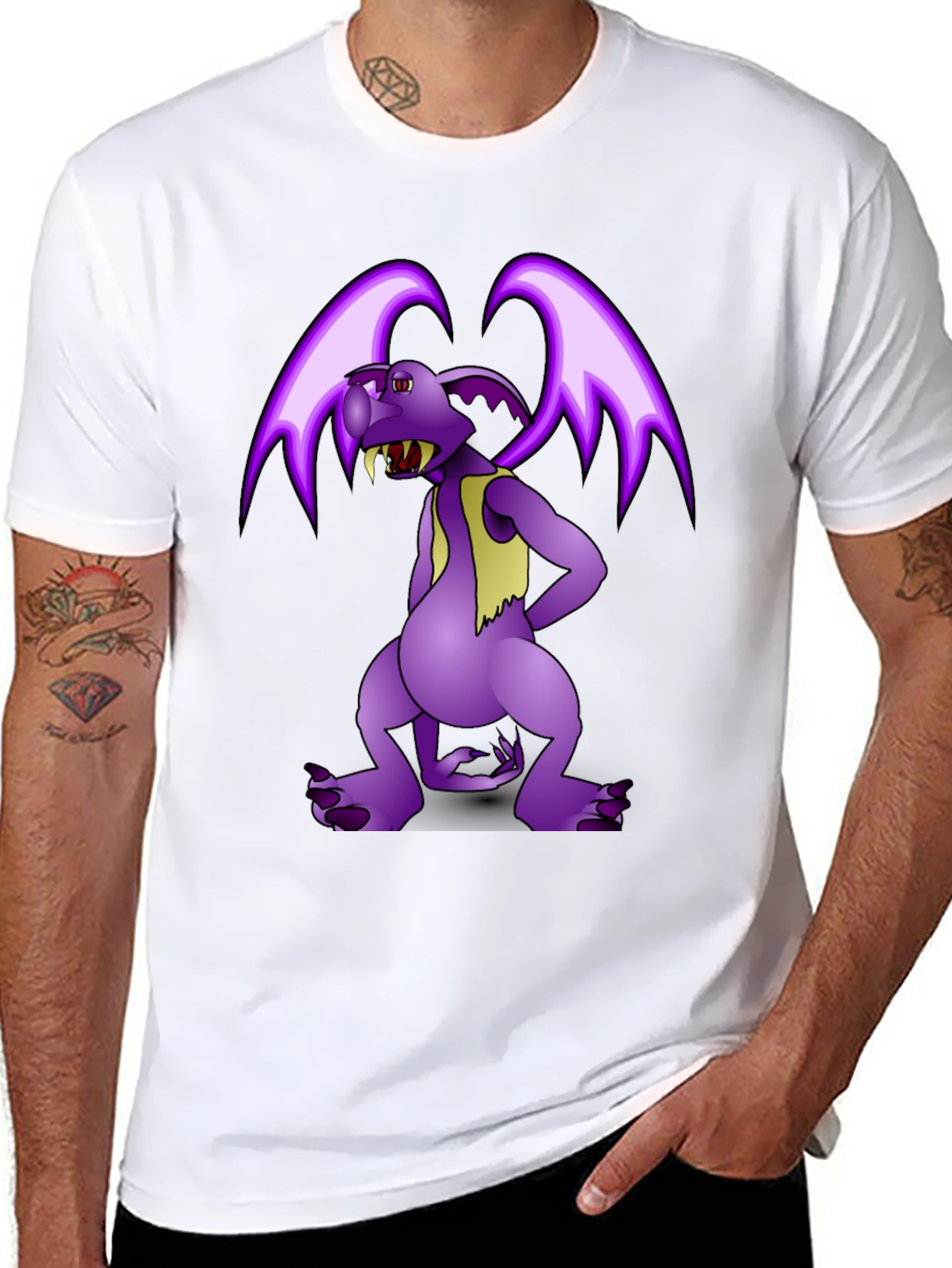 Purple Cartoon Monster Graphic T-Shirt