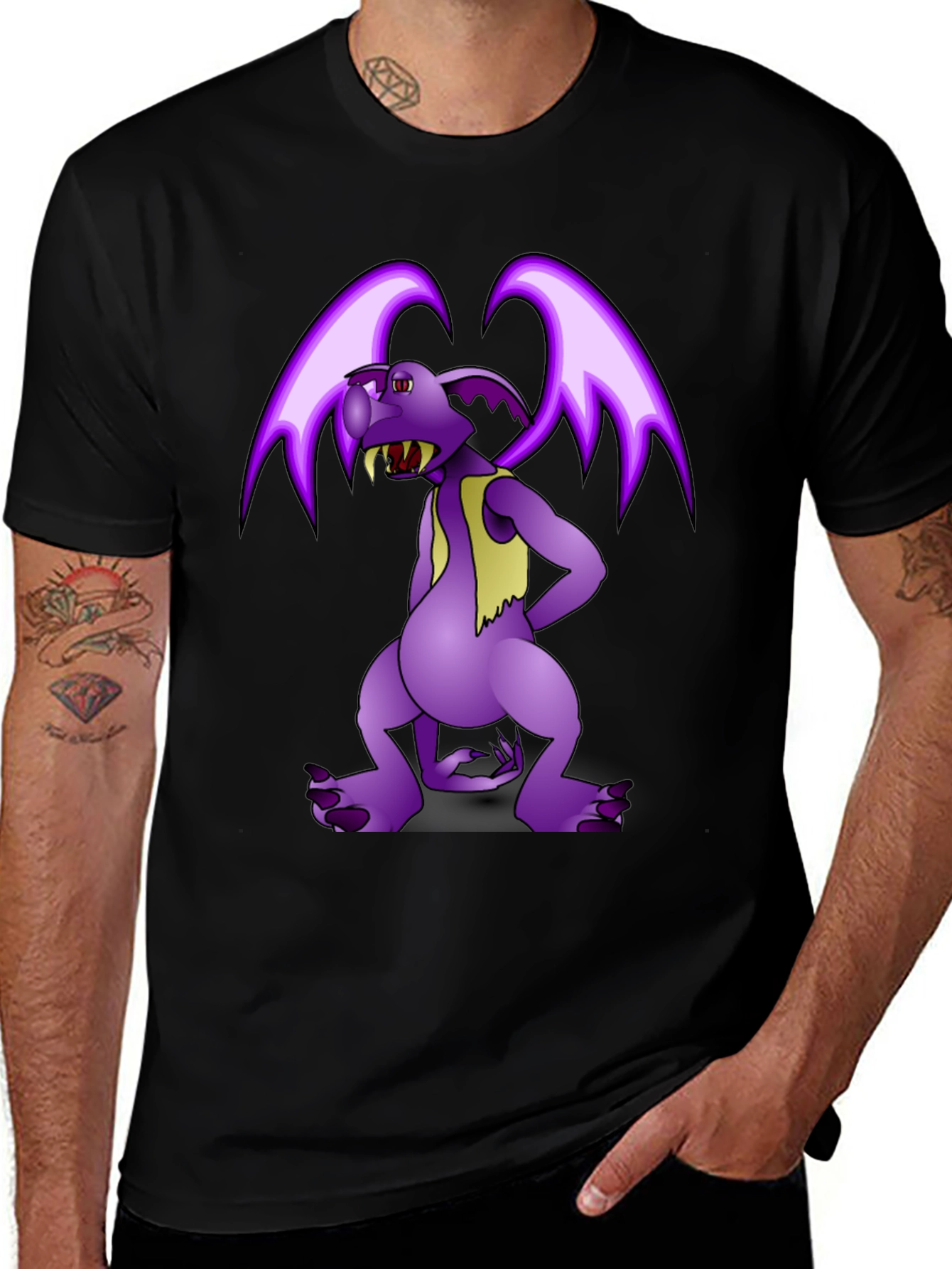 Purple Cartoon Monster Graphic T-Shirt