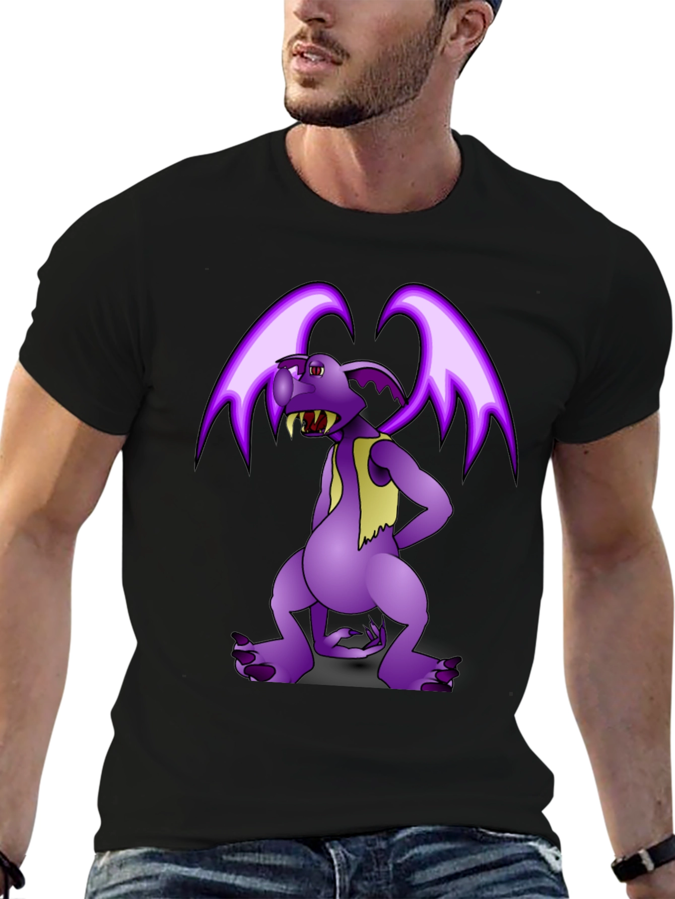 Purple Cartoon Monster Graphic T-Shirt