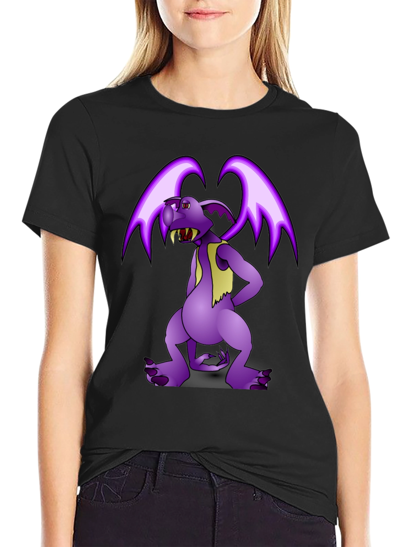 Purple Cartoon Monster Graphic T-Shirt