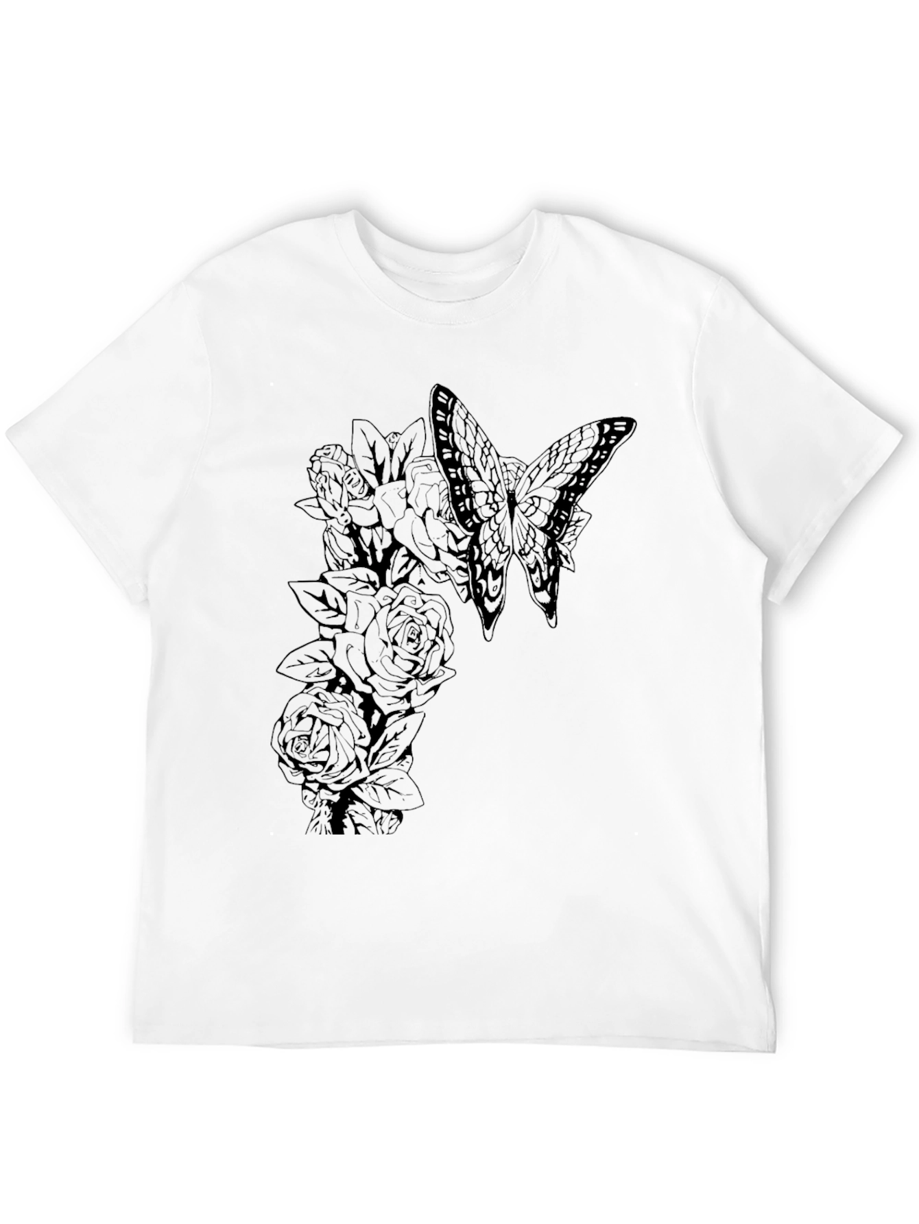 Butterfly & Roses Graphic Black Tee