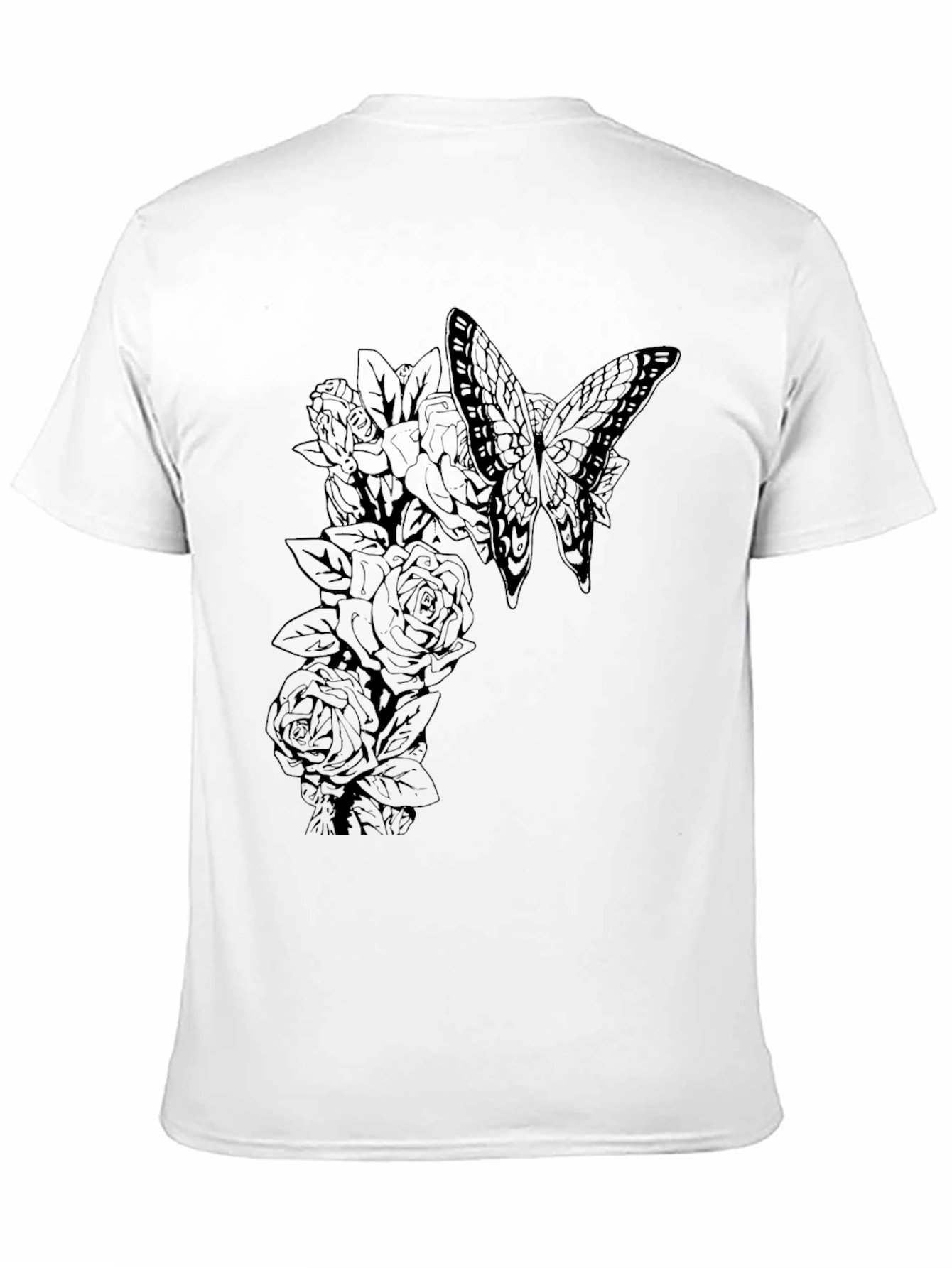 Butterfly & Roses Graphic Black Tee