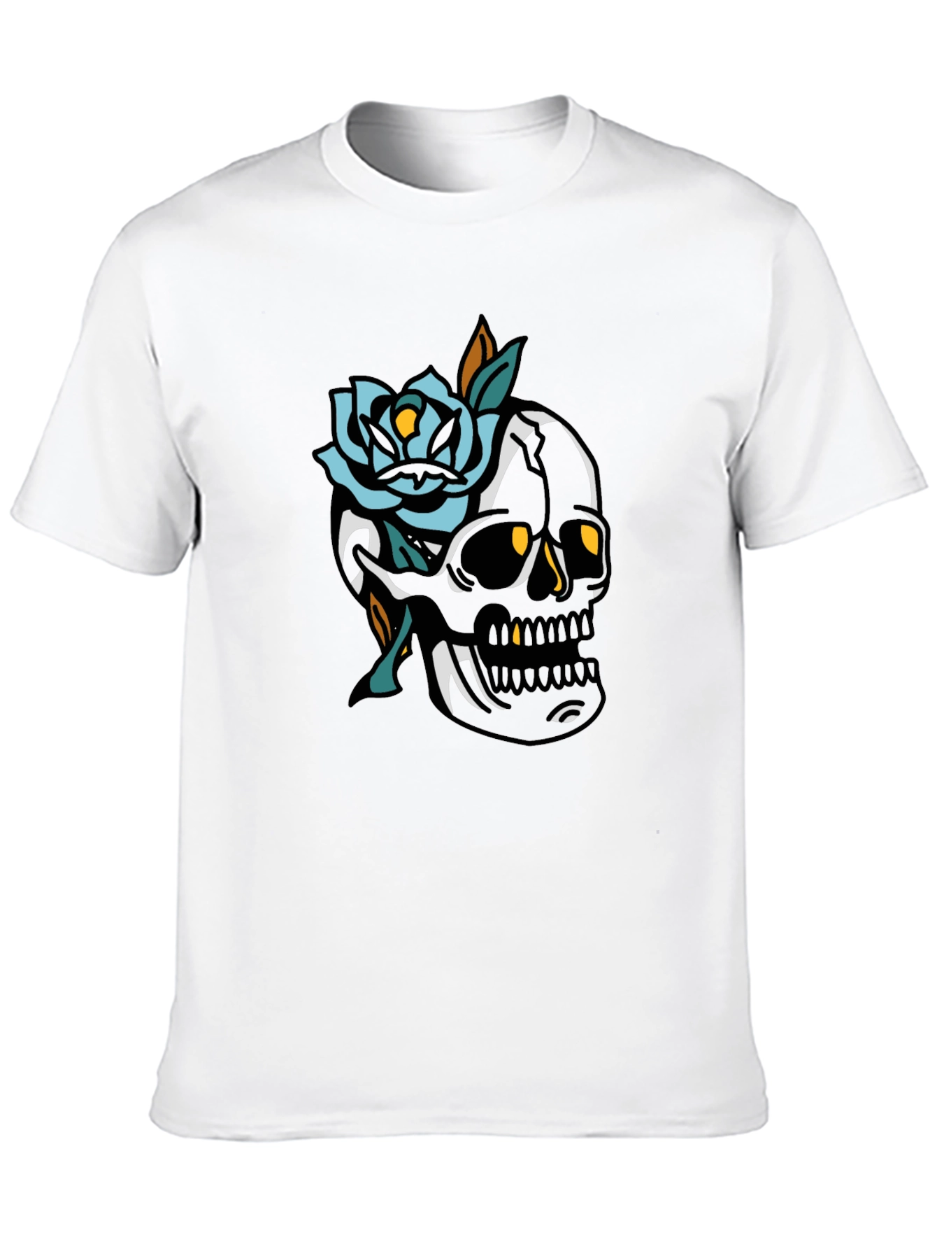 Skull and Rose Graphic Tee - Mens Black T-Shirt