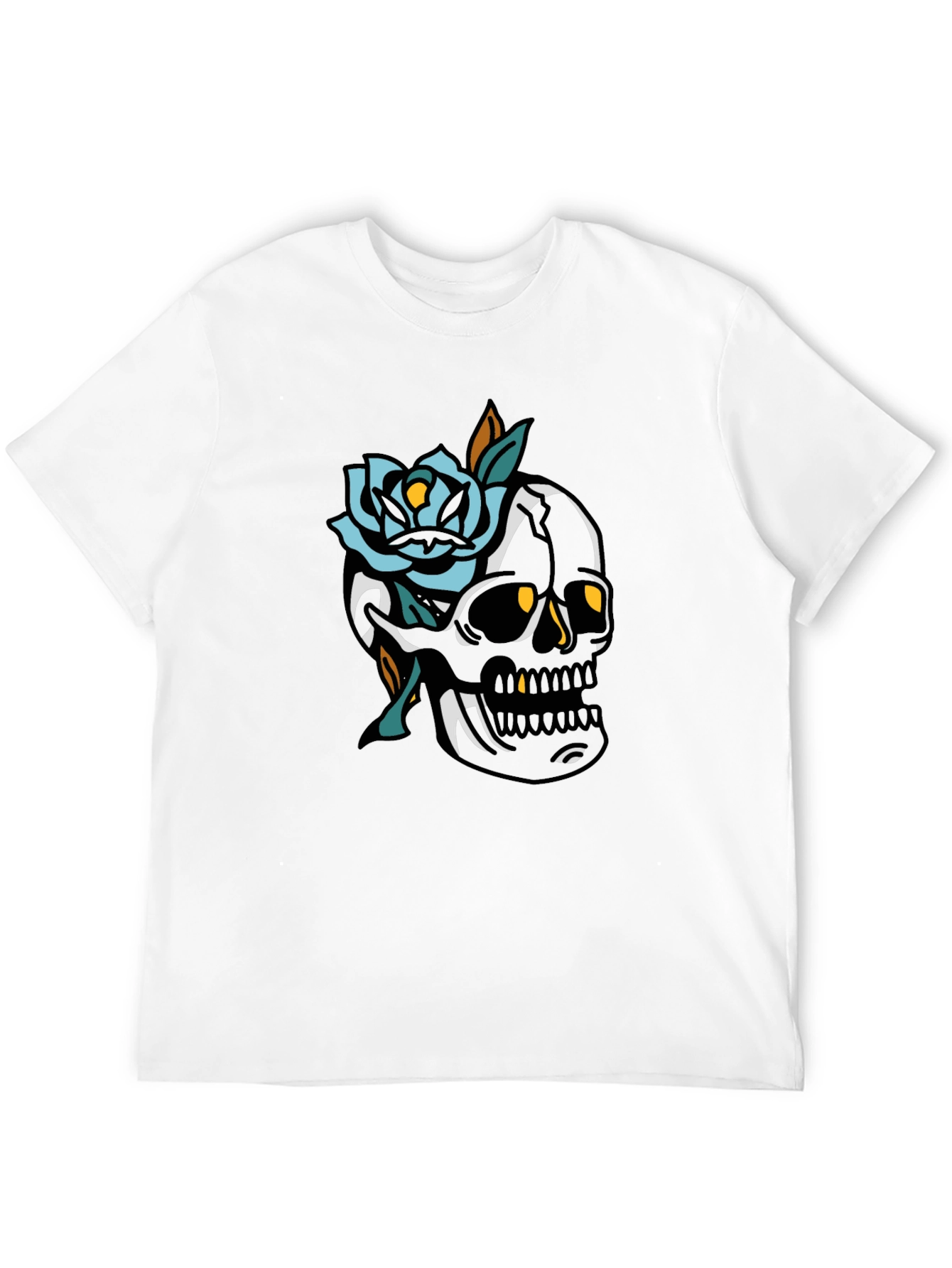 Skull and Rose Graphic Tee - Mens Black T-Shirt