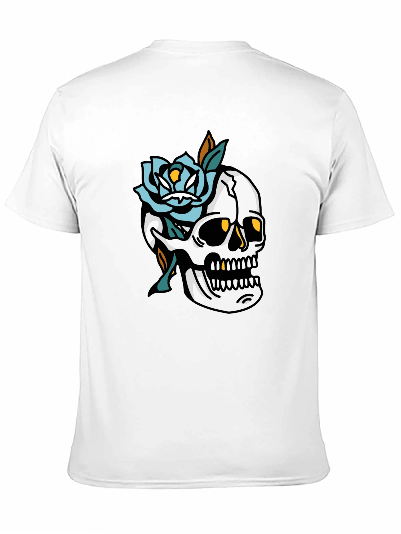 Skull and Rose Graphic Tee - Mens Black T-Shirt