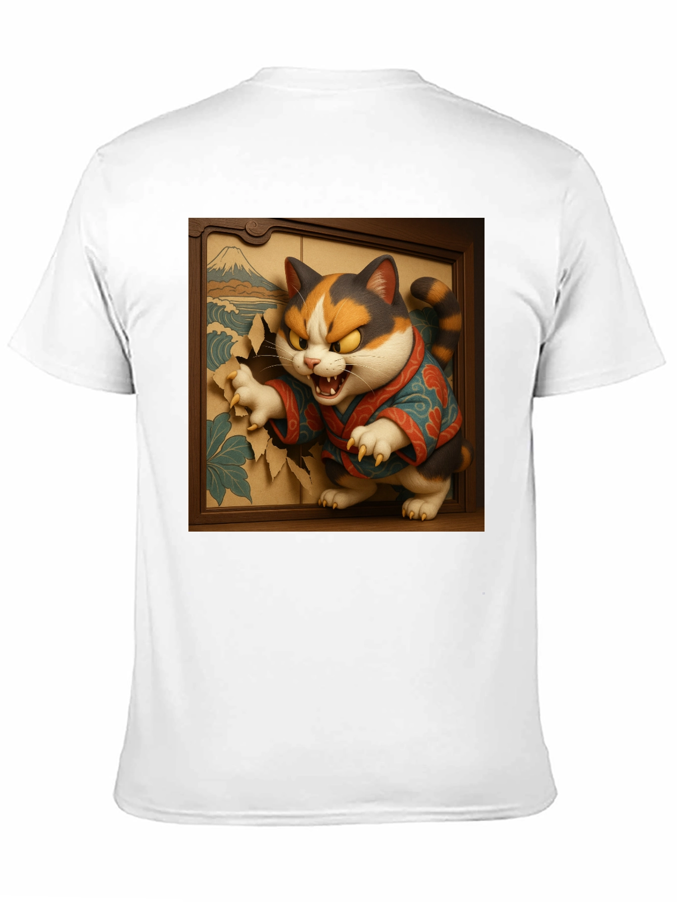 Angry Cat T-Shirt - Japanese Ukiyo-e Art Style