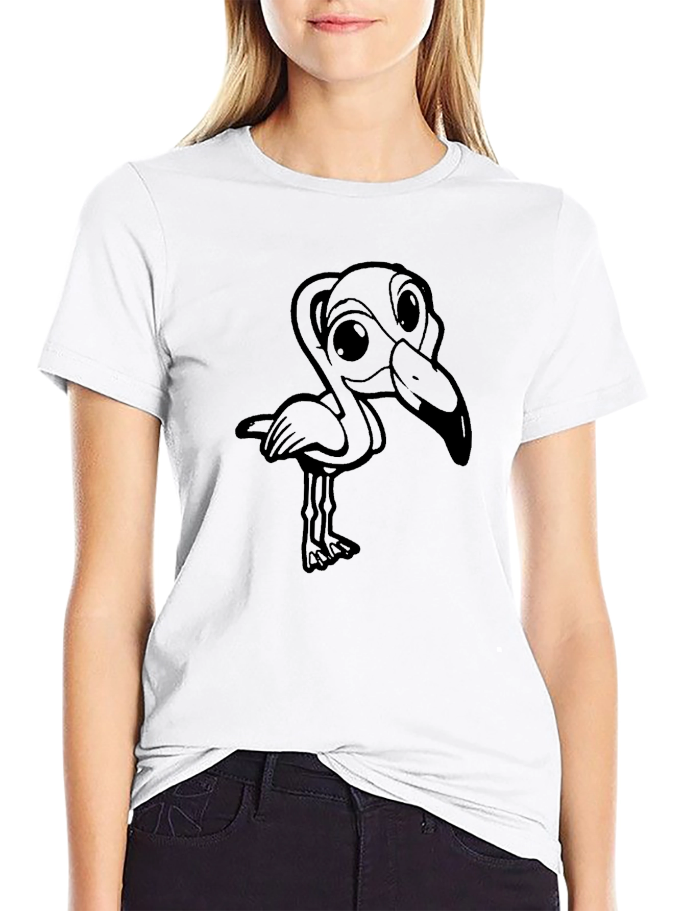 Black Flamingo Graphic Tee - Mens Casual Crew Neck