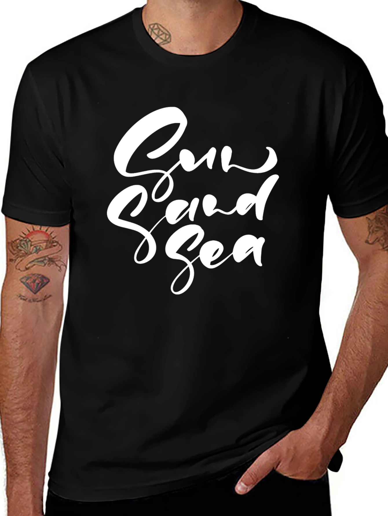 Sun Sand Sea Graphic Tee - Black Casual Shirt