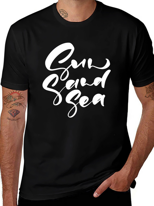 Sun Sand Sea Graphic Tee - Black Casual Shirt