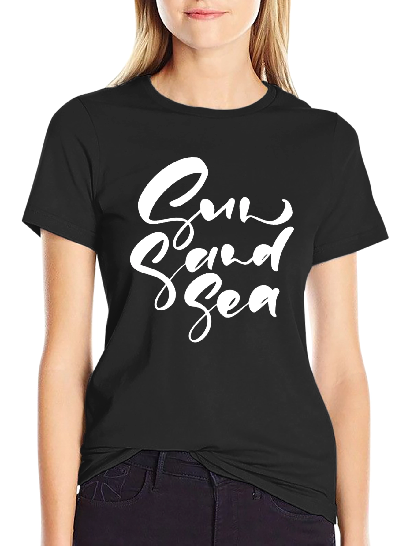 Sun Sand Sea Graphic Tee - Black Casual Shirt