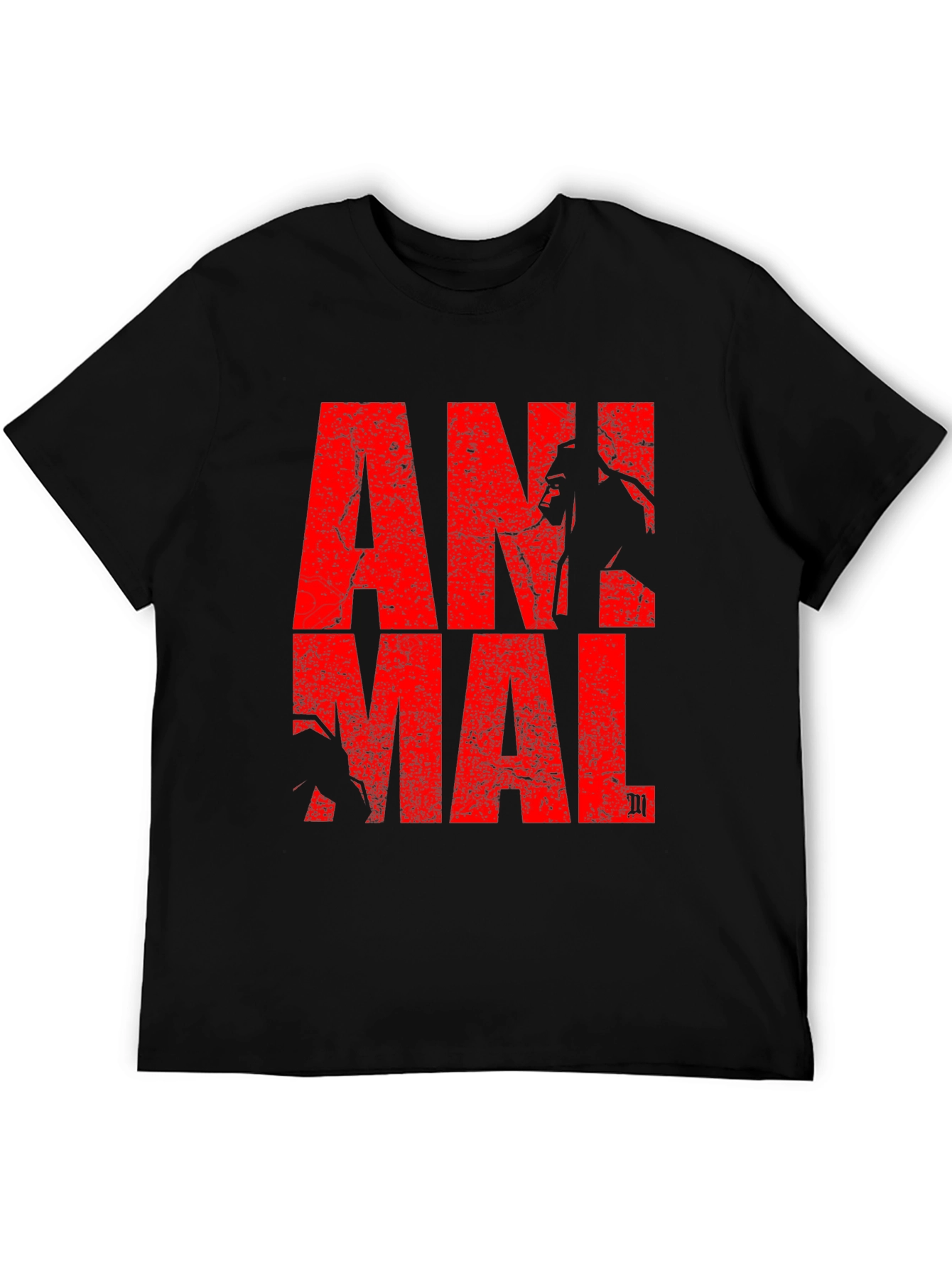 Animal Graphic Tee - Red Print on Black