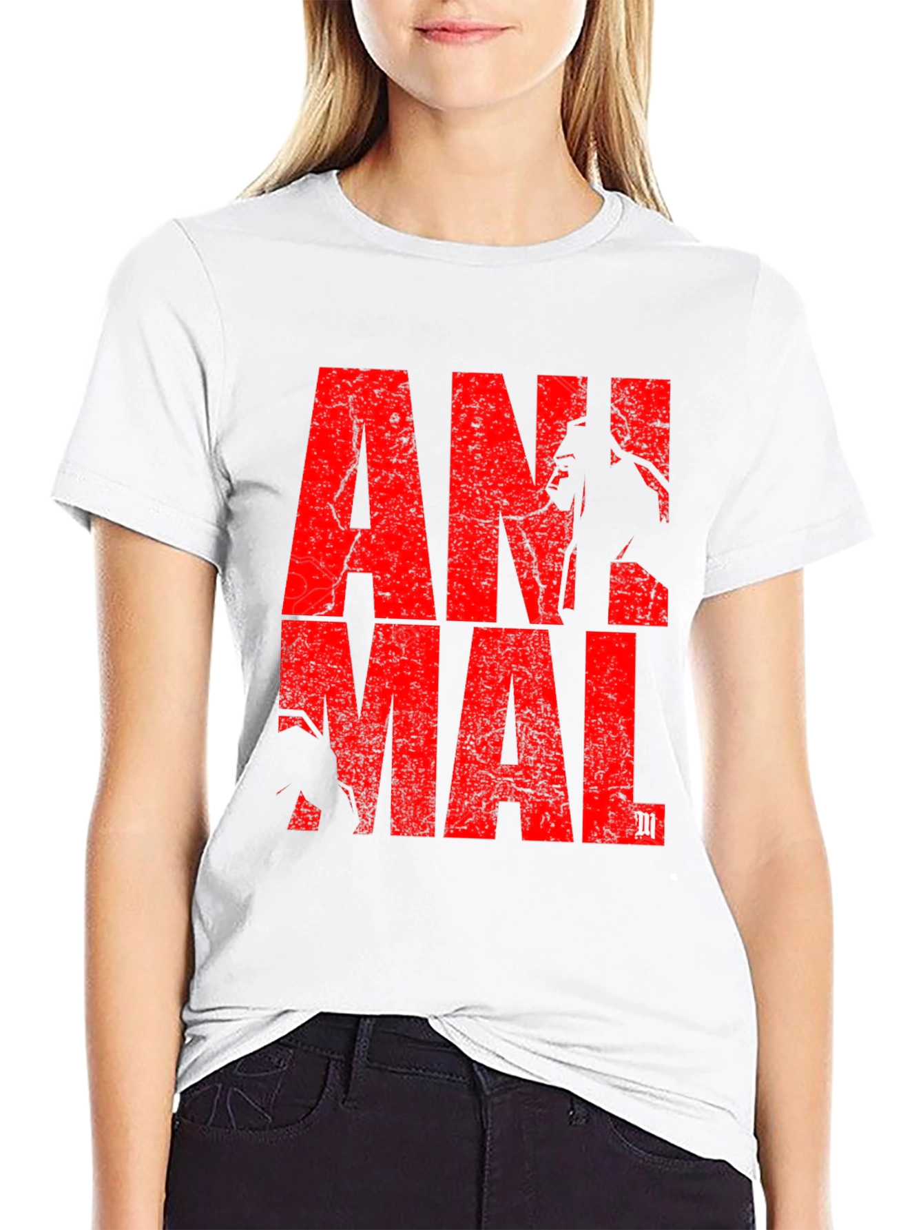 Animal Graphic Tee - Red Print on Black