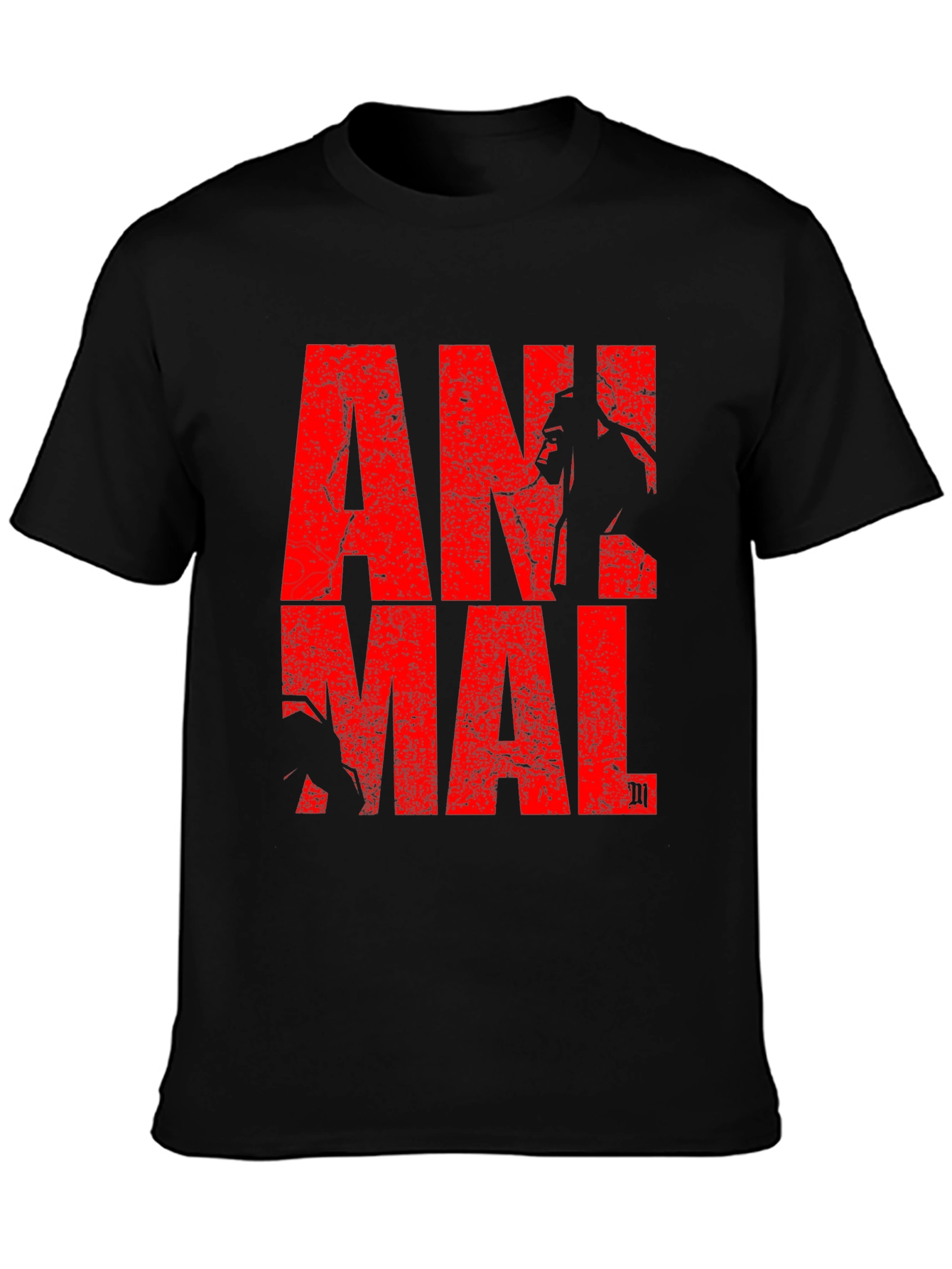 Animal Graphic Tee - Red Print on Black