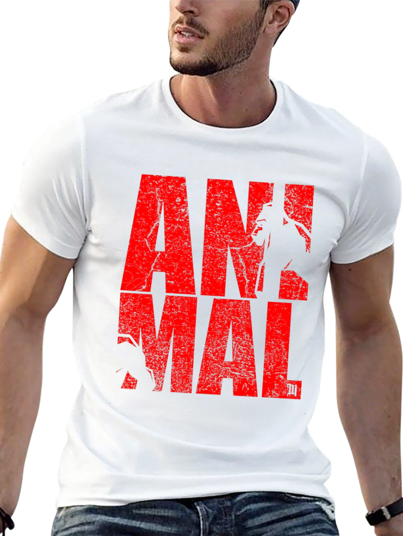 Animal Graphic Tee - Red Print on Black